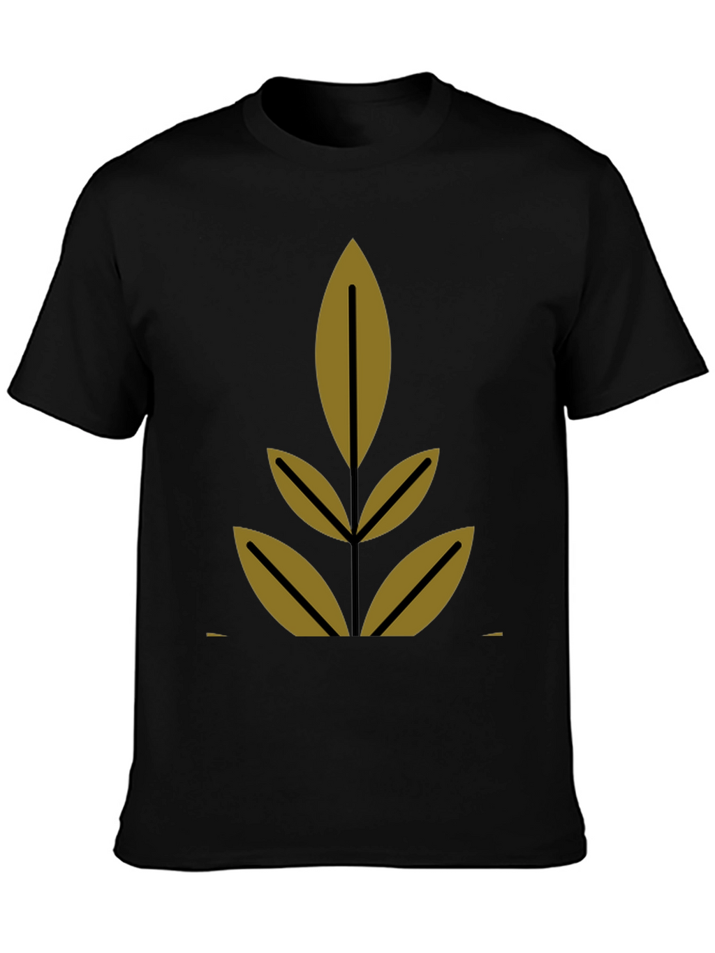 Modern Leaf Design Black T-Shirt