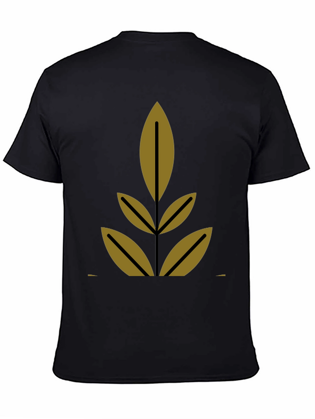 Modern Leaf Design Black T-Shirt