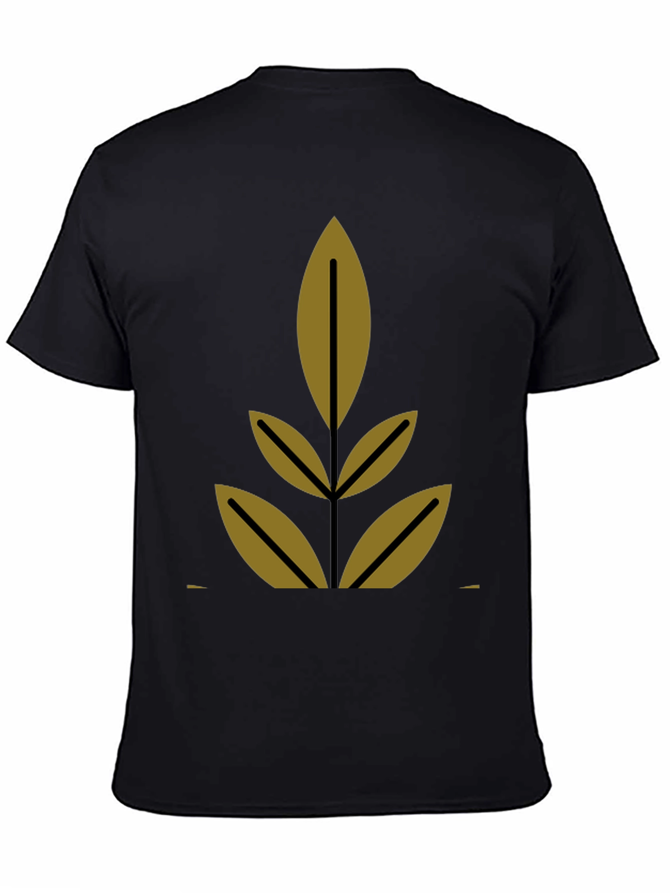 Modern Leaf Design Black T-Shirt