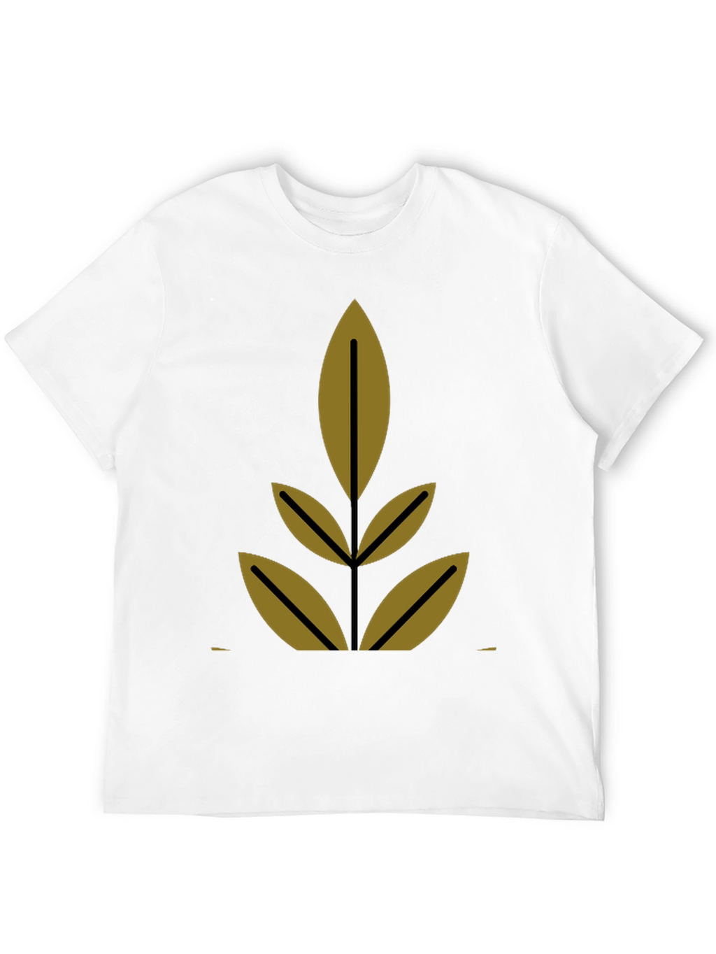Modern Leaf Design Black T-Shirt