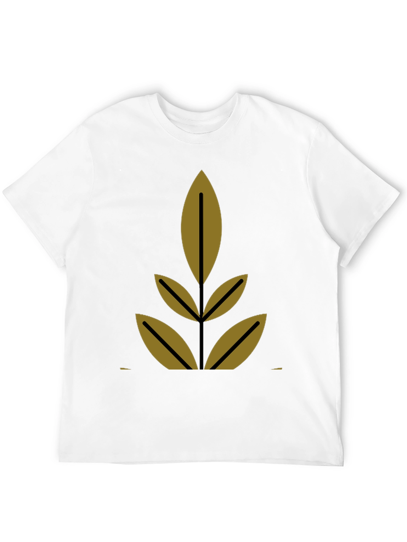 Modern Leaf Design Black T-Shirt