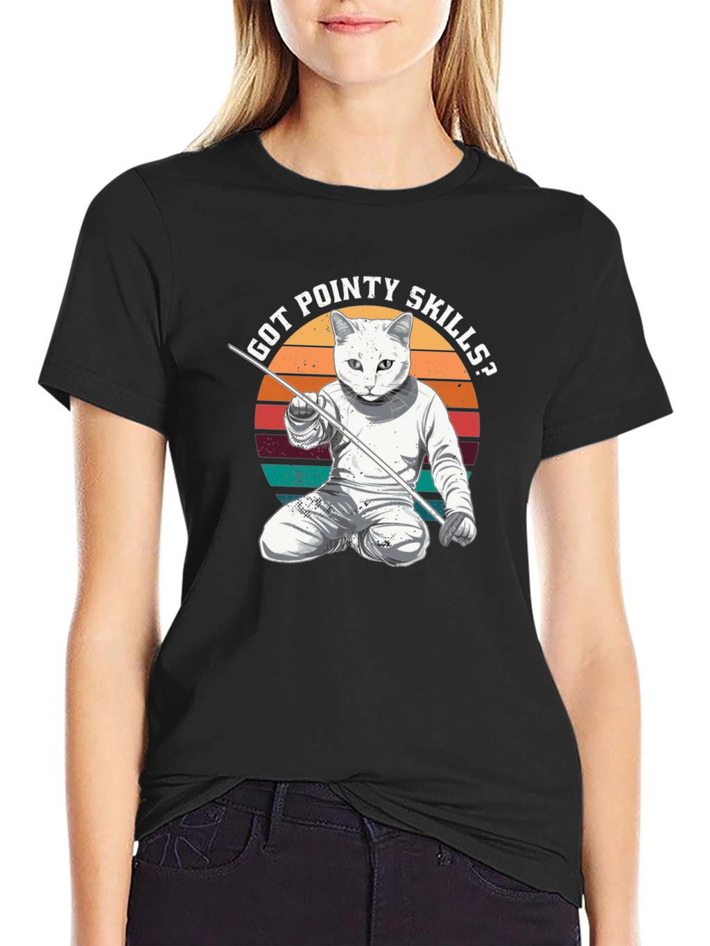 Got Pointy Skills Fencing Cat T-Shirt