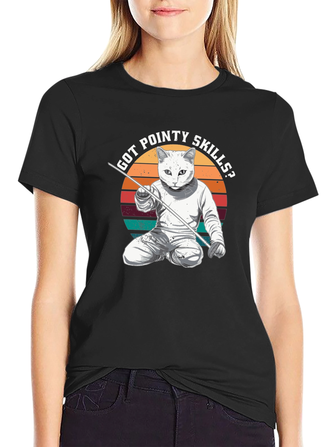 Got Pointy Skills Fencing Cat T-Shirt