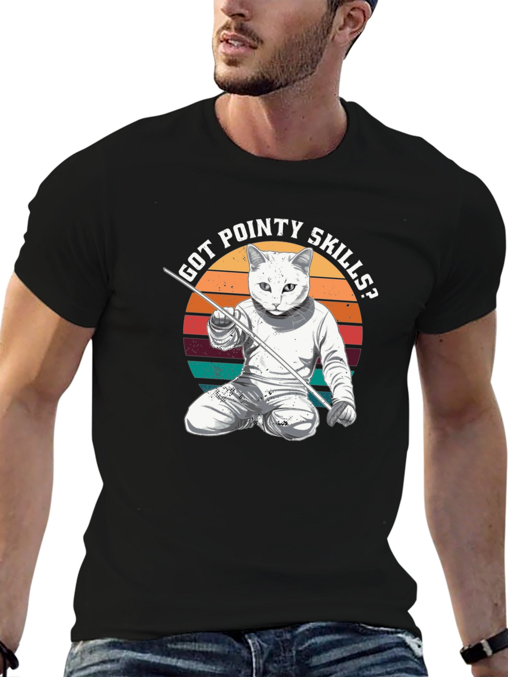 Got Pointy Skills Fencing Cat T-Shirt