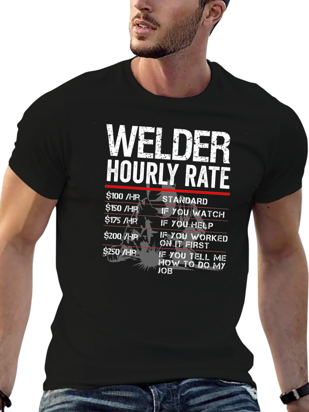 Welder Hourly Rate Novelty Graphic Tee