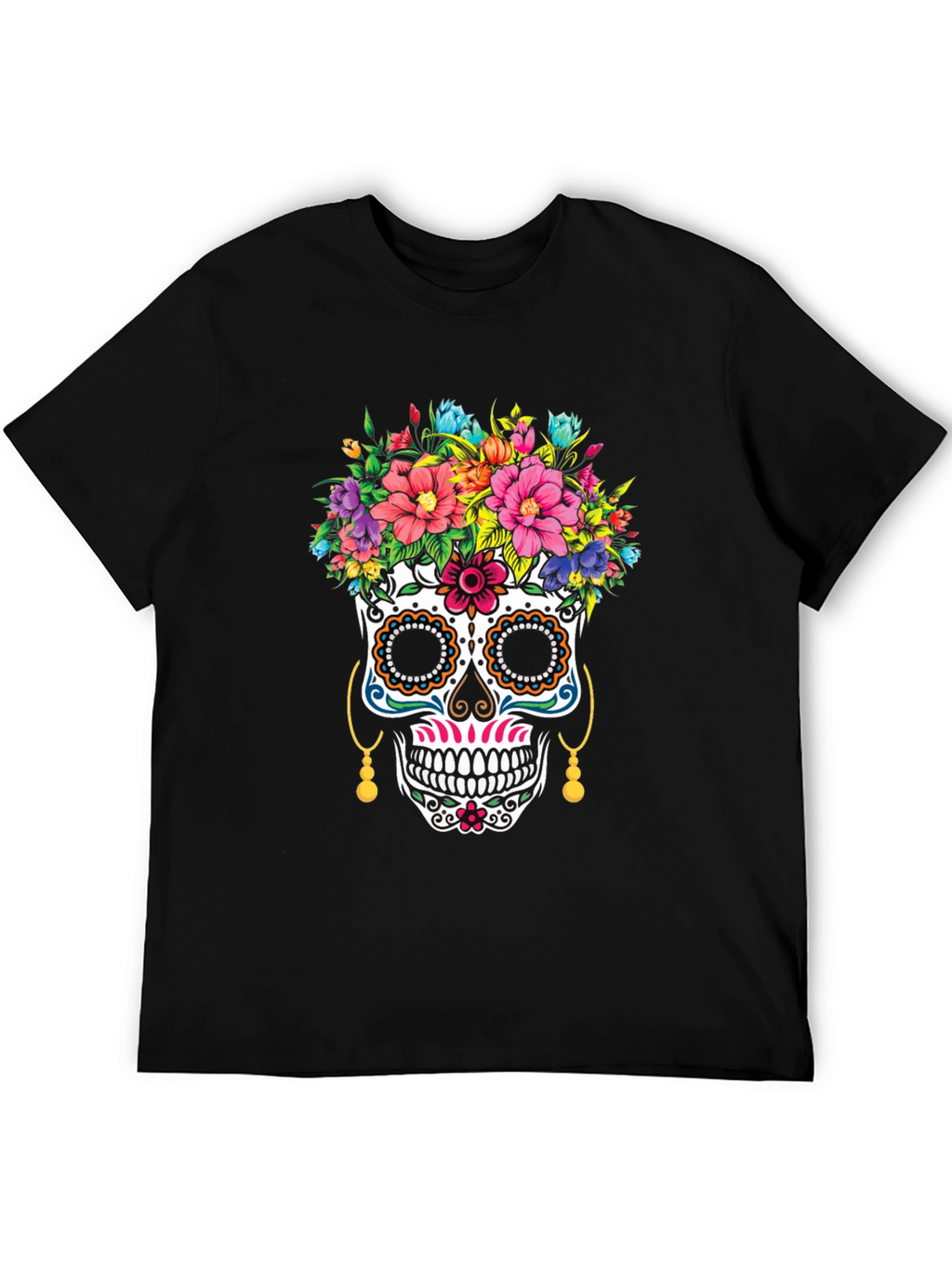 Sugar Skull Floral T-Shirt Day of the Dead