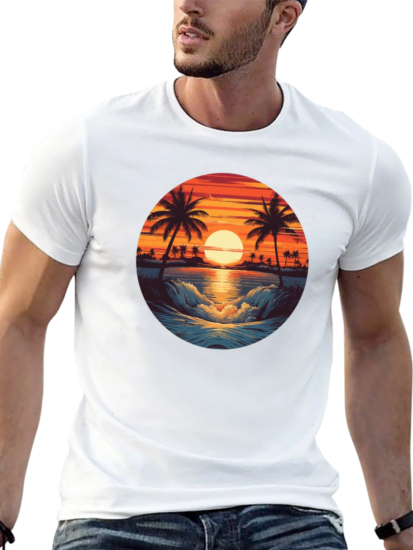 Tropical Sunset Graphic T-Shirt