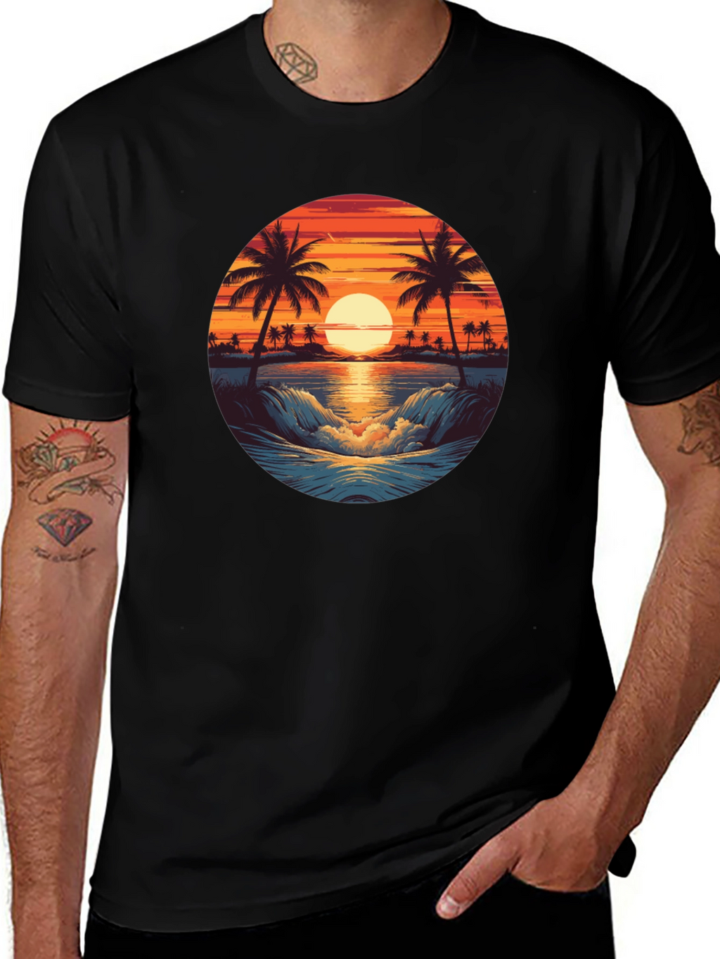 Tropical Sunset Graphic T-Shirt