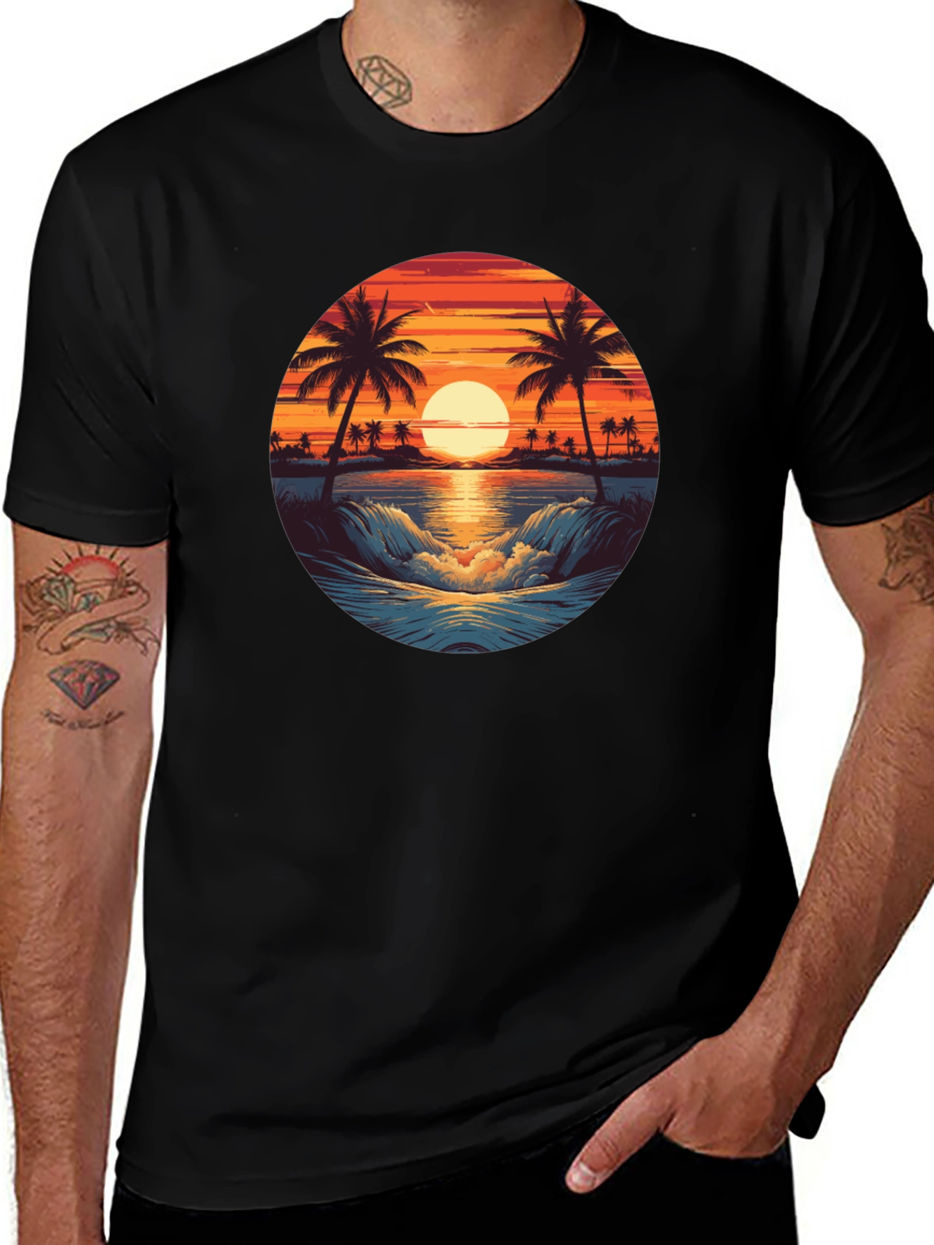 Tropical Sunset Graphic T-Shirt