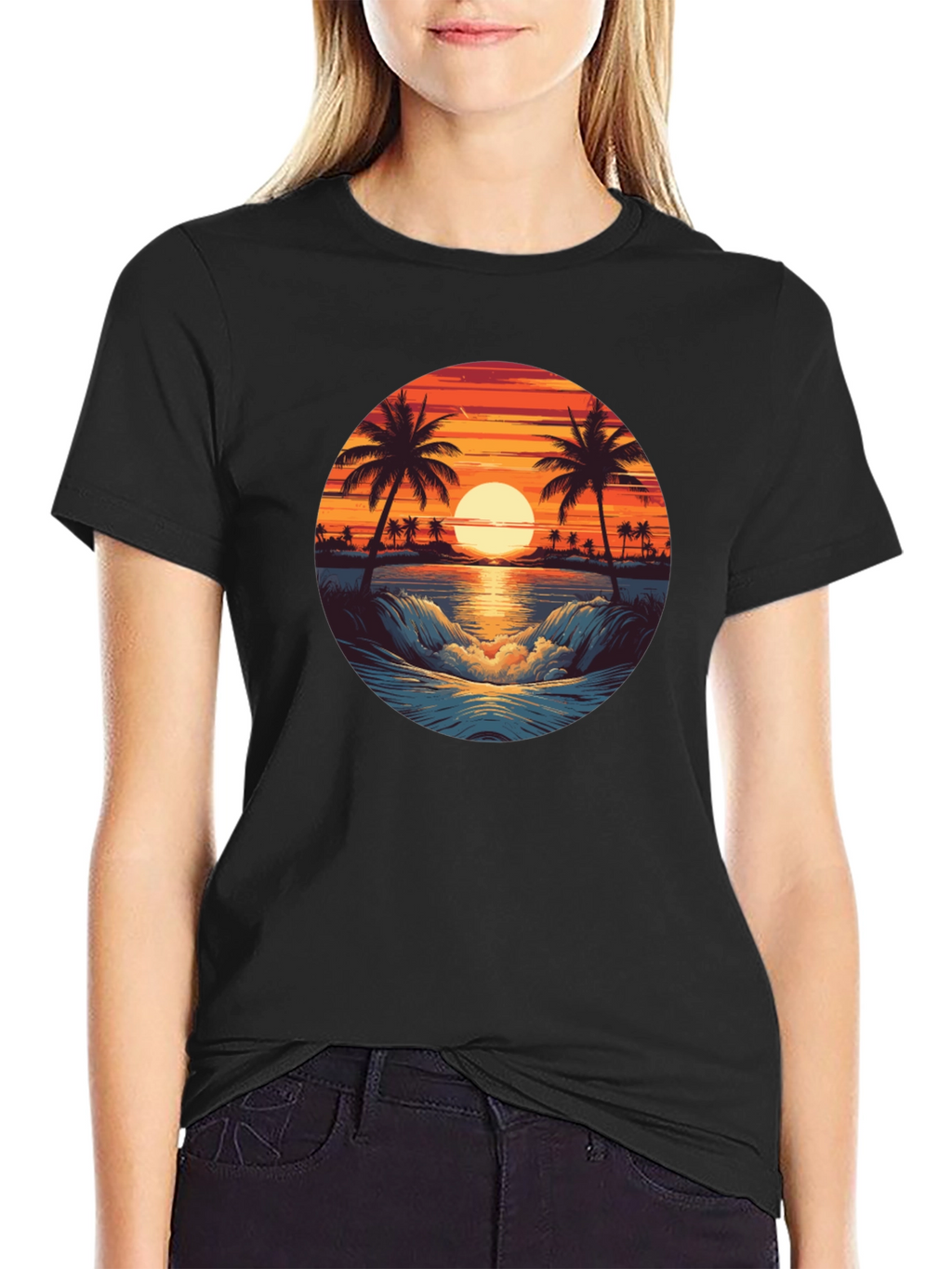 Tropical Sunset Graphic T-Shirt