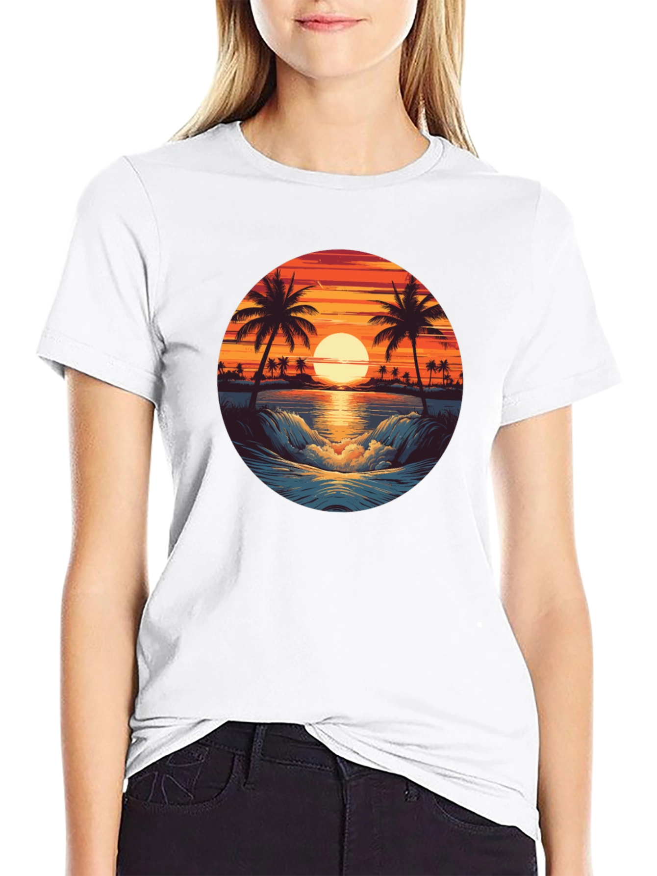 Tropical Sunset Graphic T-Shirt