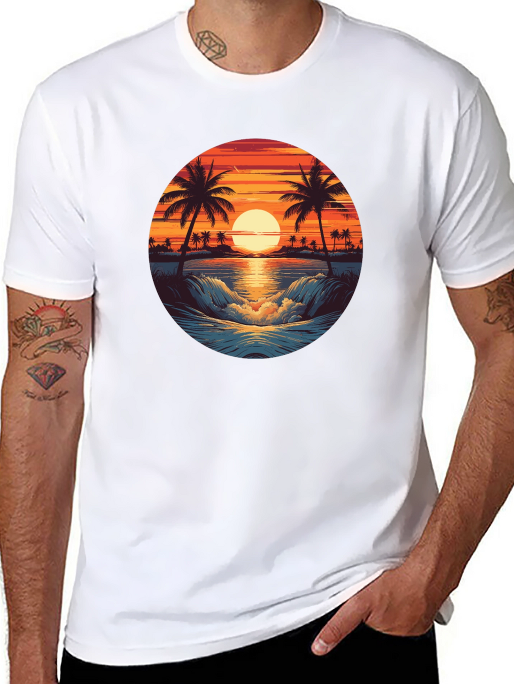 Tropical Sunset Graphic T-Shirt