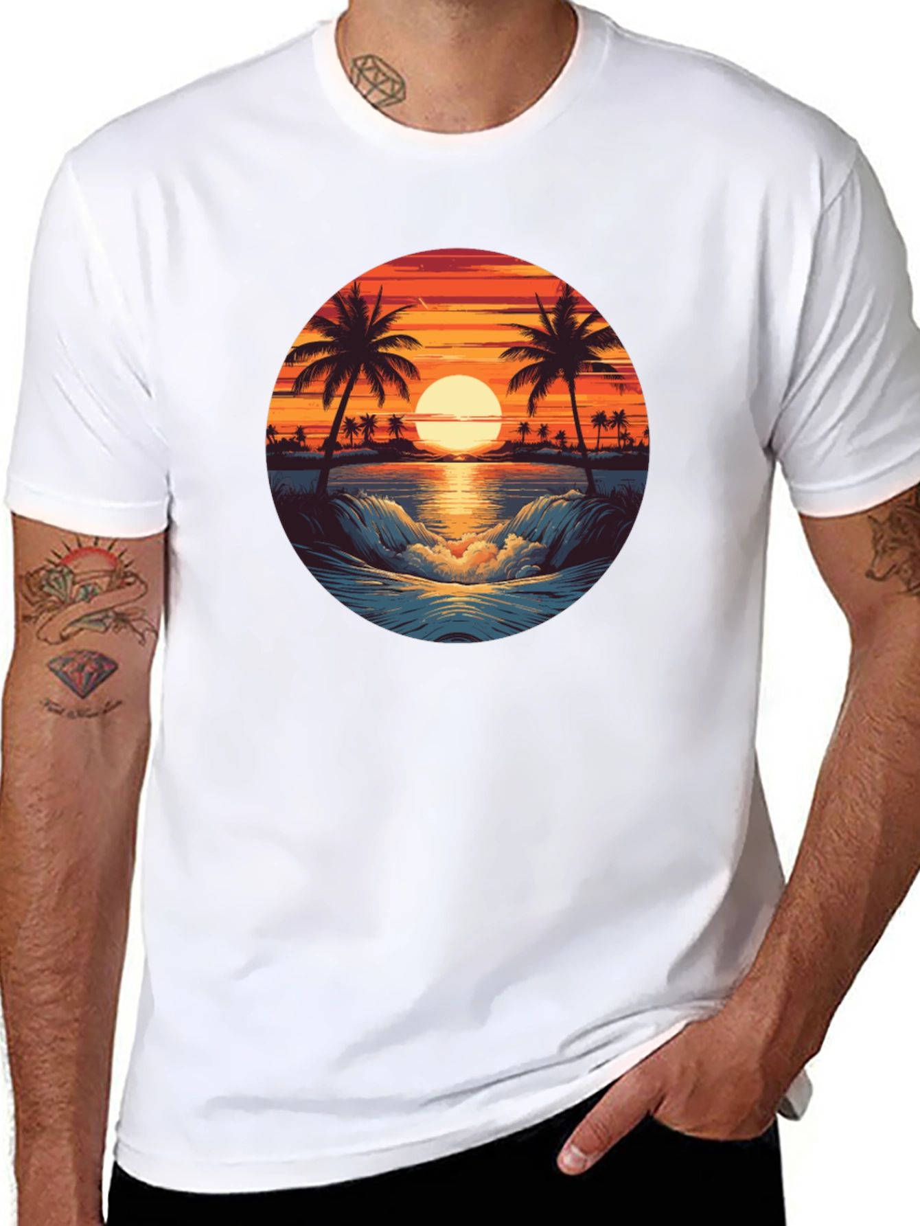 Tropical Sunset Graphic T-Shirt