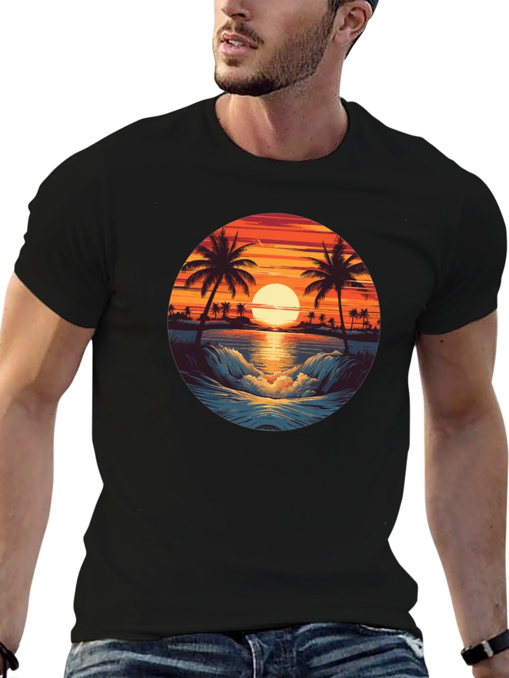Tropical Sunset Graphic T-Shirt