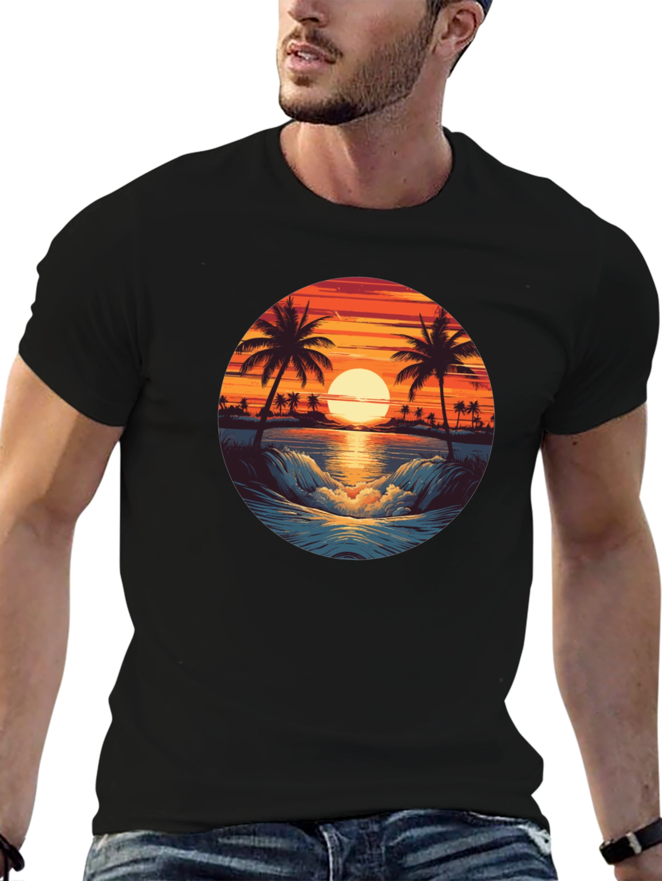 Tropical Sunset Graphic T-Shirt