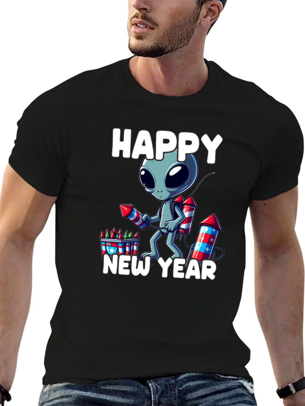 Happy New Year Alien Graphic Tee
