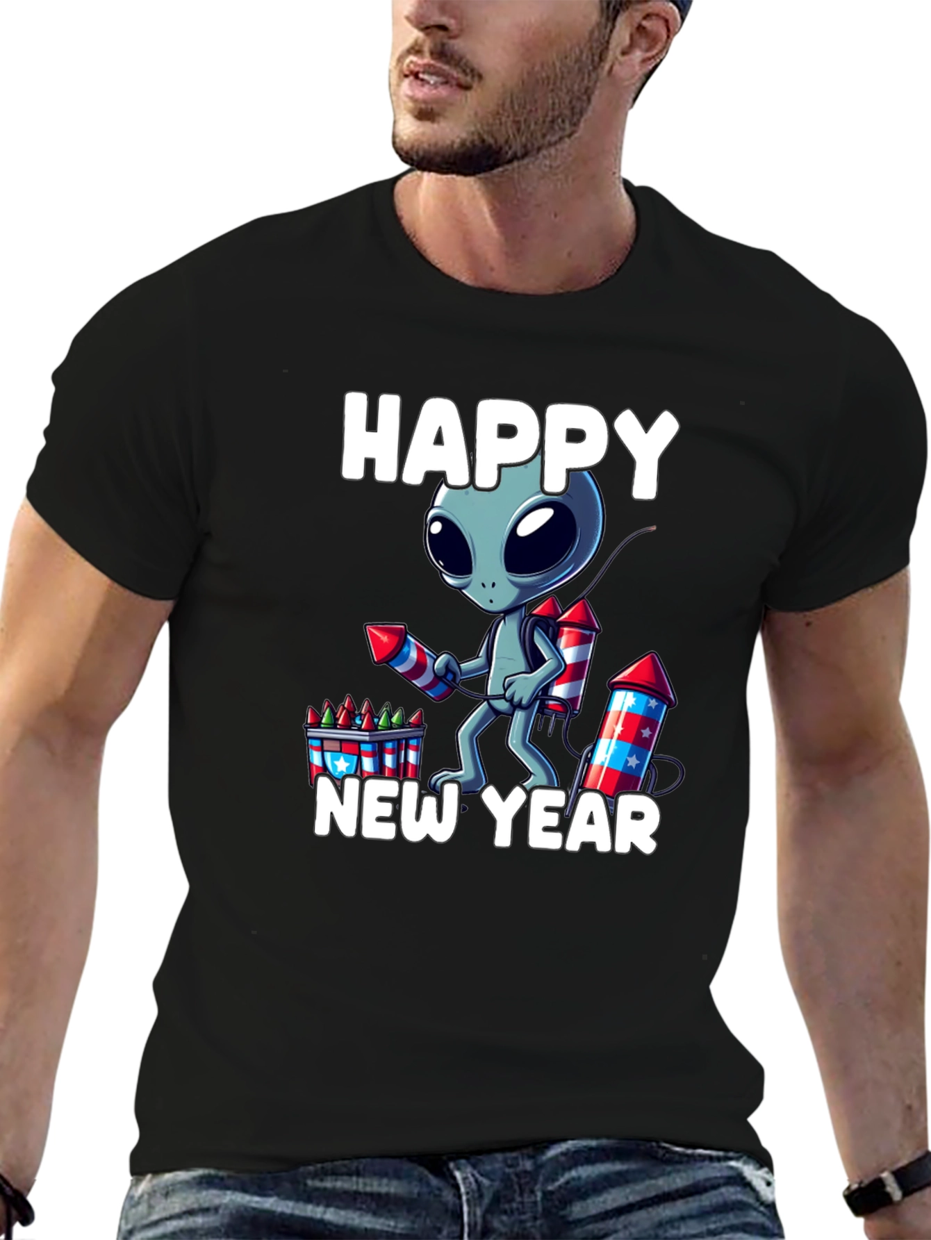 Happy New Year Alien Graphic Tee