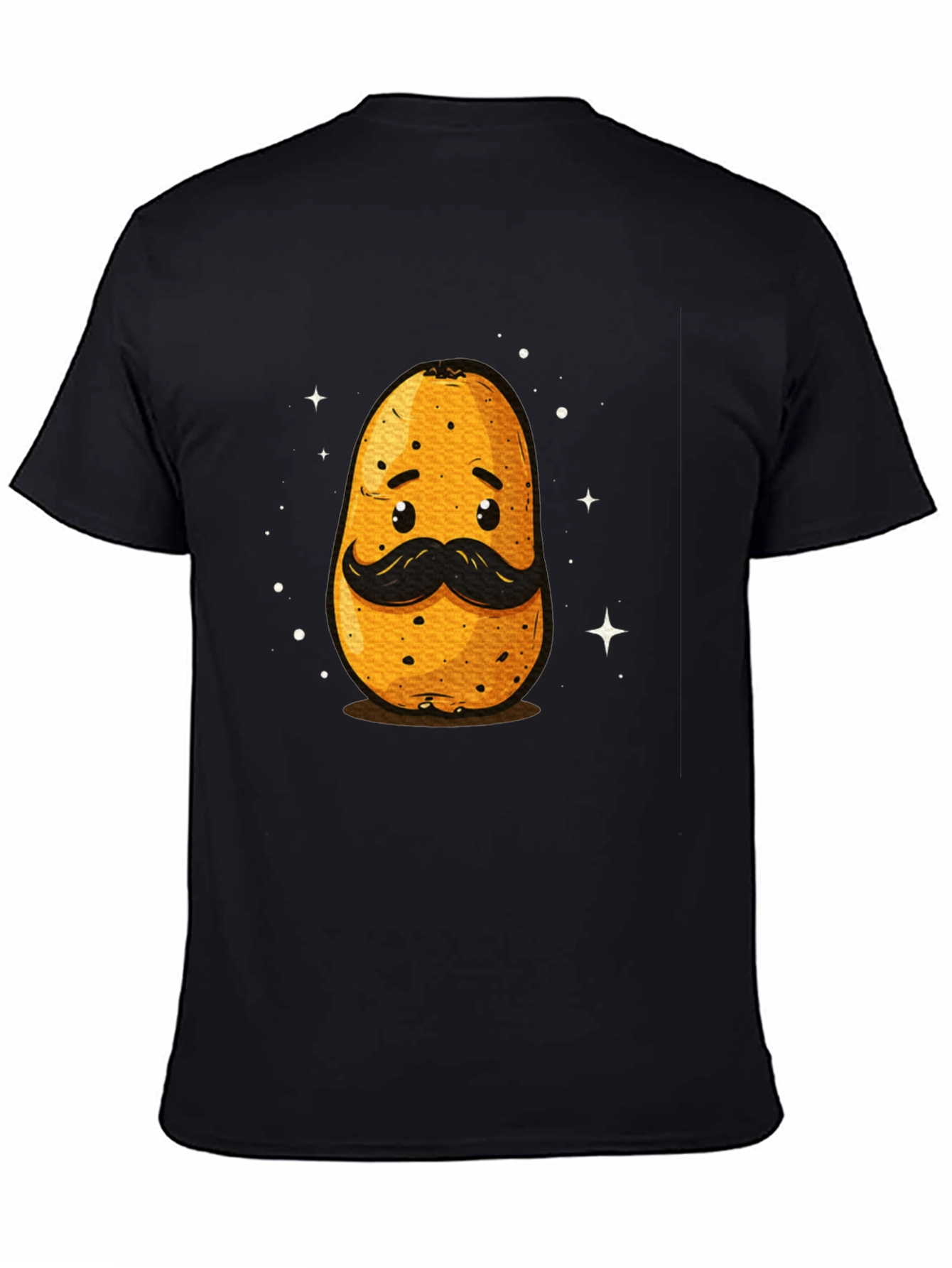 Funny Potato with Mustache Graphic T-Shirt
