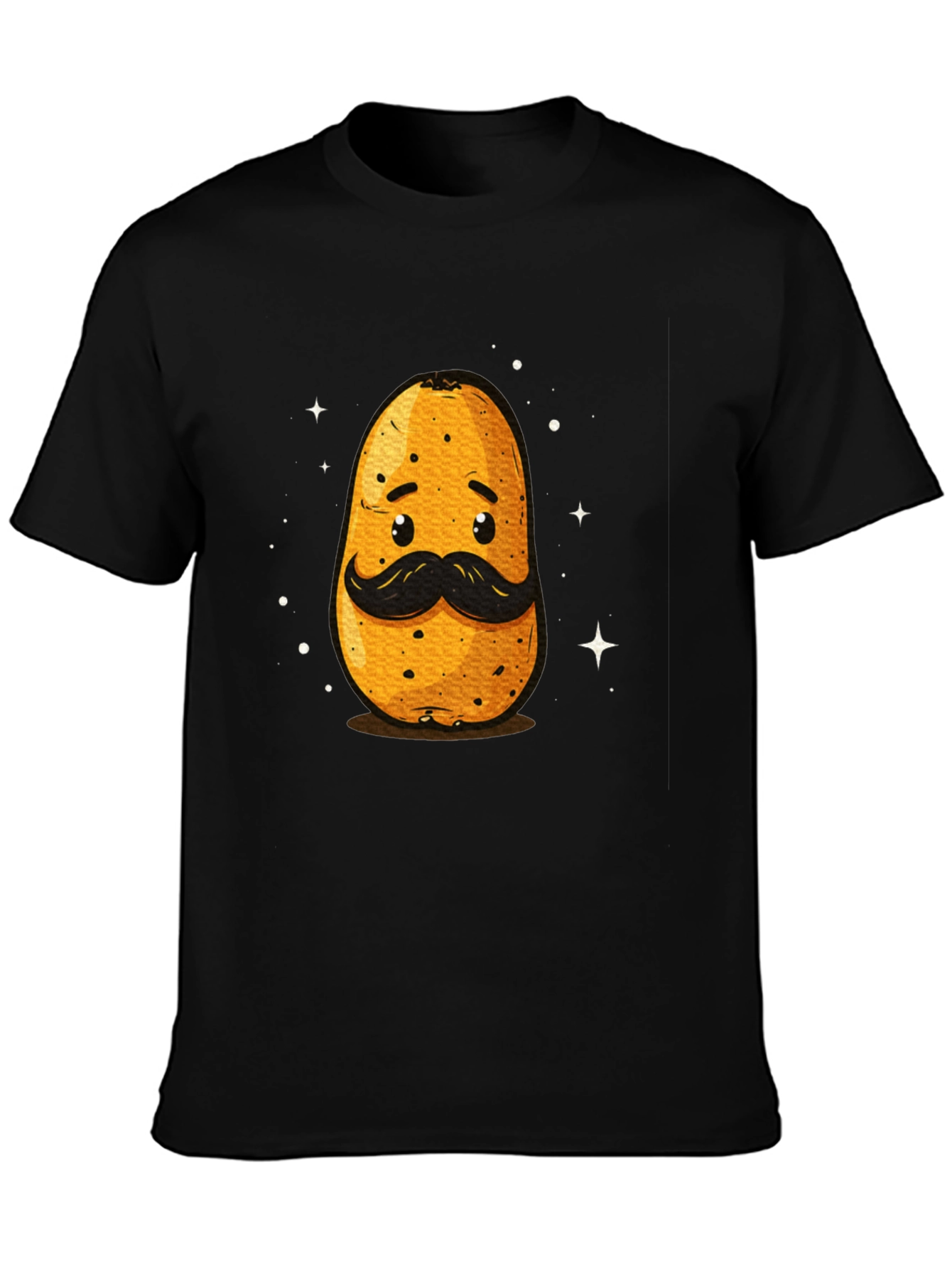 Funny Potato with Mustache Graphic T-Shirt