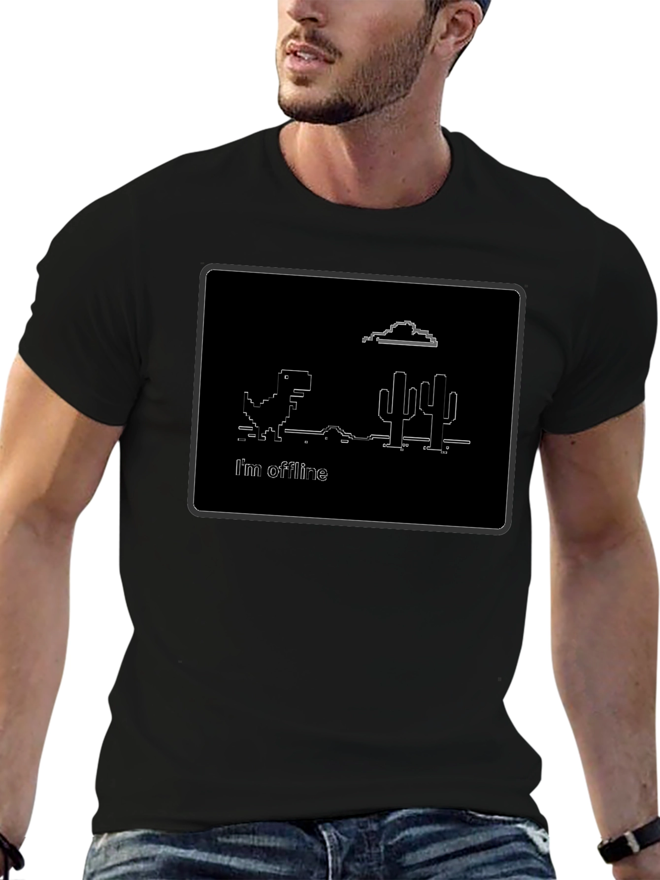 Offline Dinosaur T-Shirt - Black Cotton Tee
