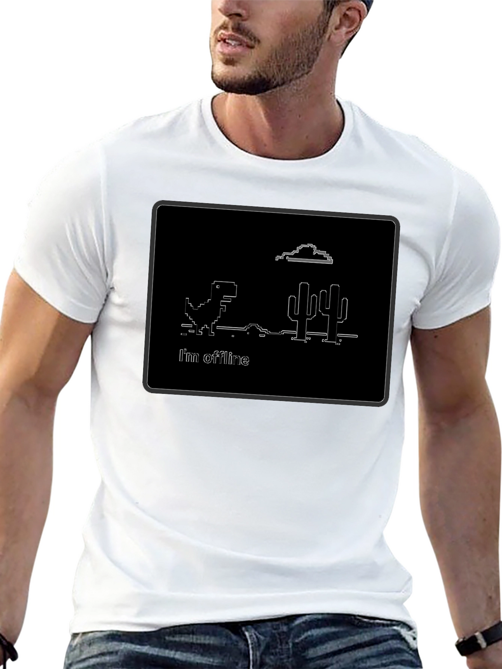 Offline Dinosaur T-Shirt - Black Cotton Tee