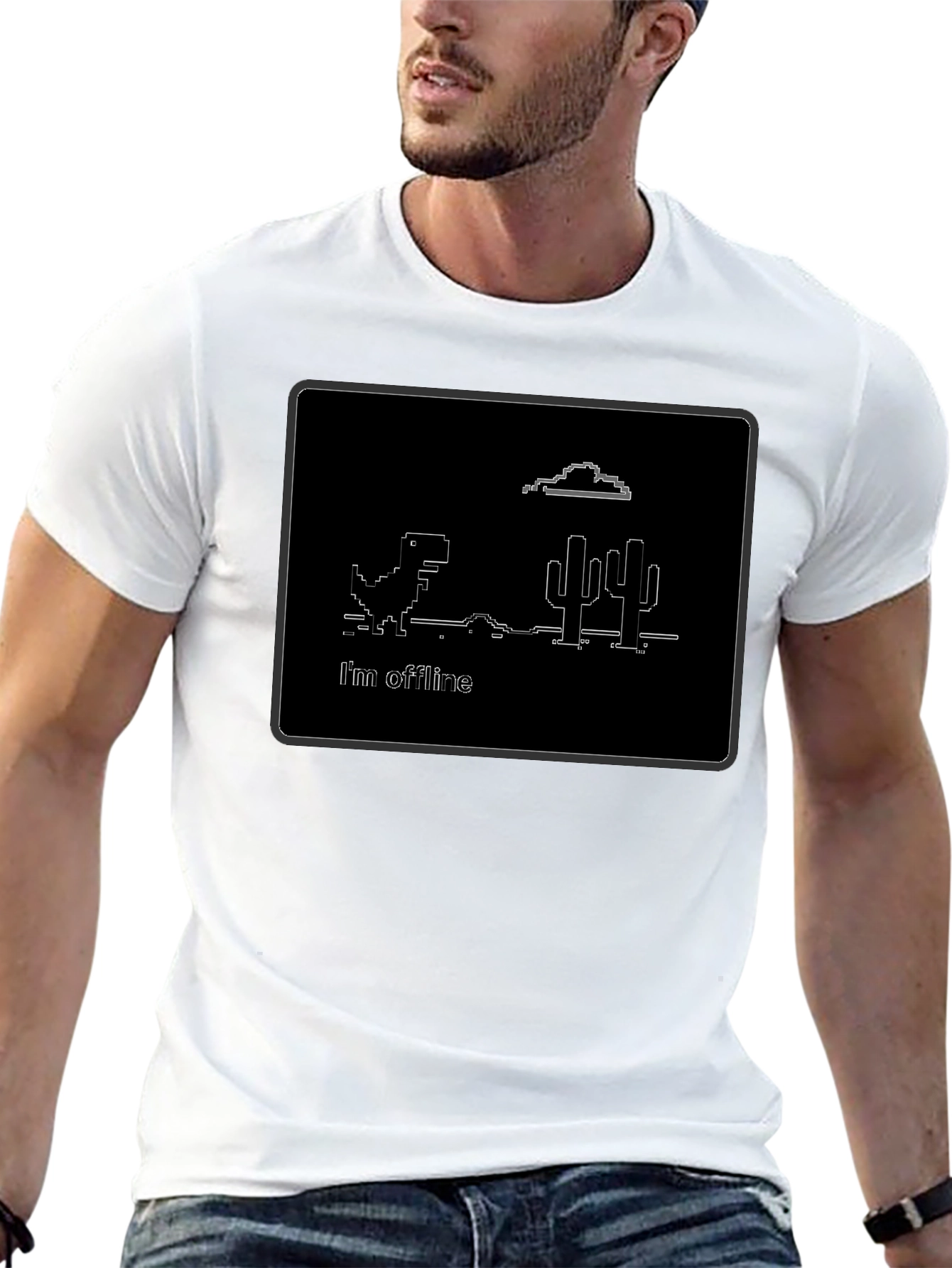 Offline Dinosaur T-Shirt - Black Cotton Tee