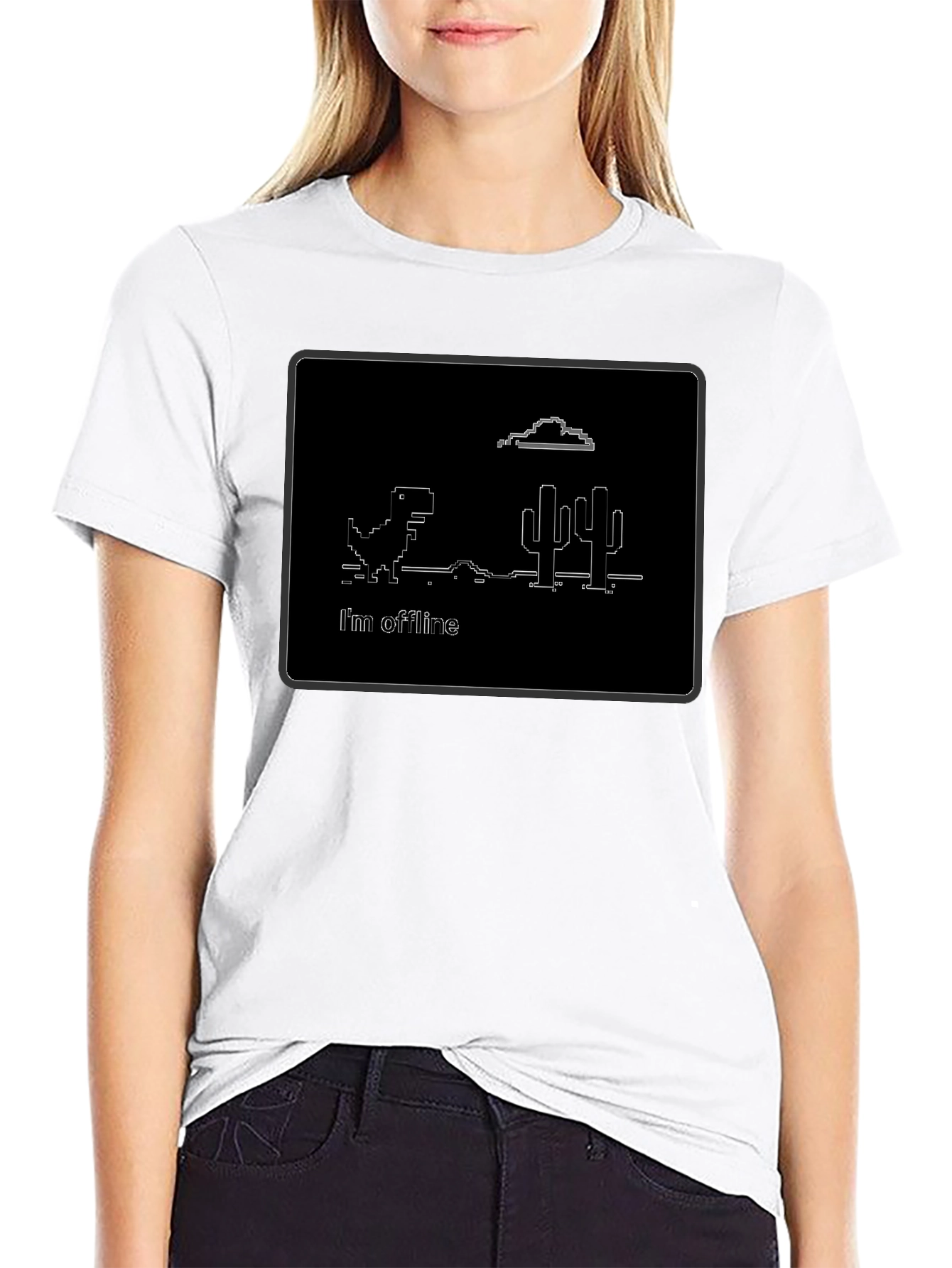 Offline Dinosaur T-Shirt - Black Cotton Tee