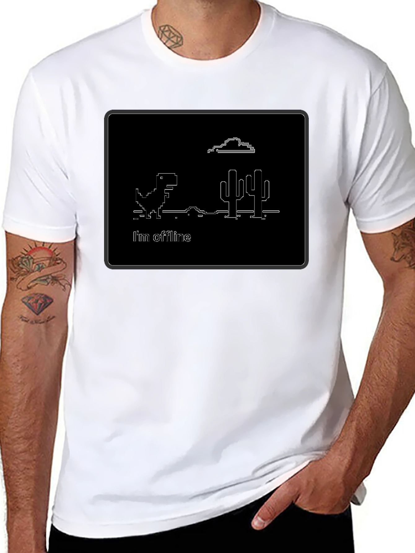 Offline Dinosaur T-Shirt - Black Cotton Tee