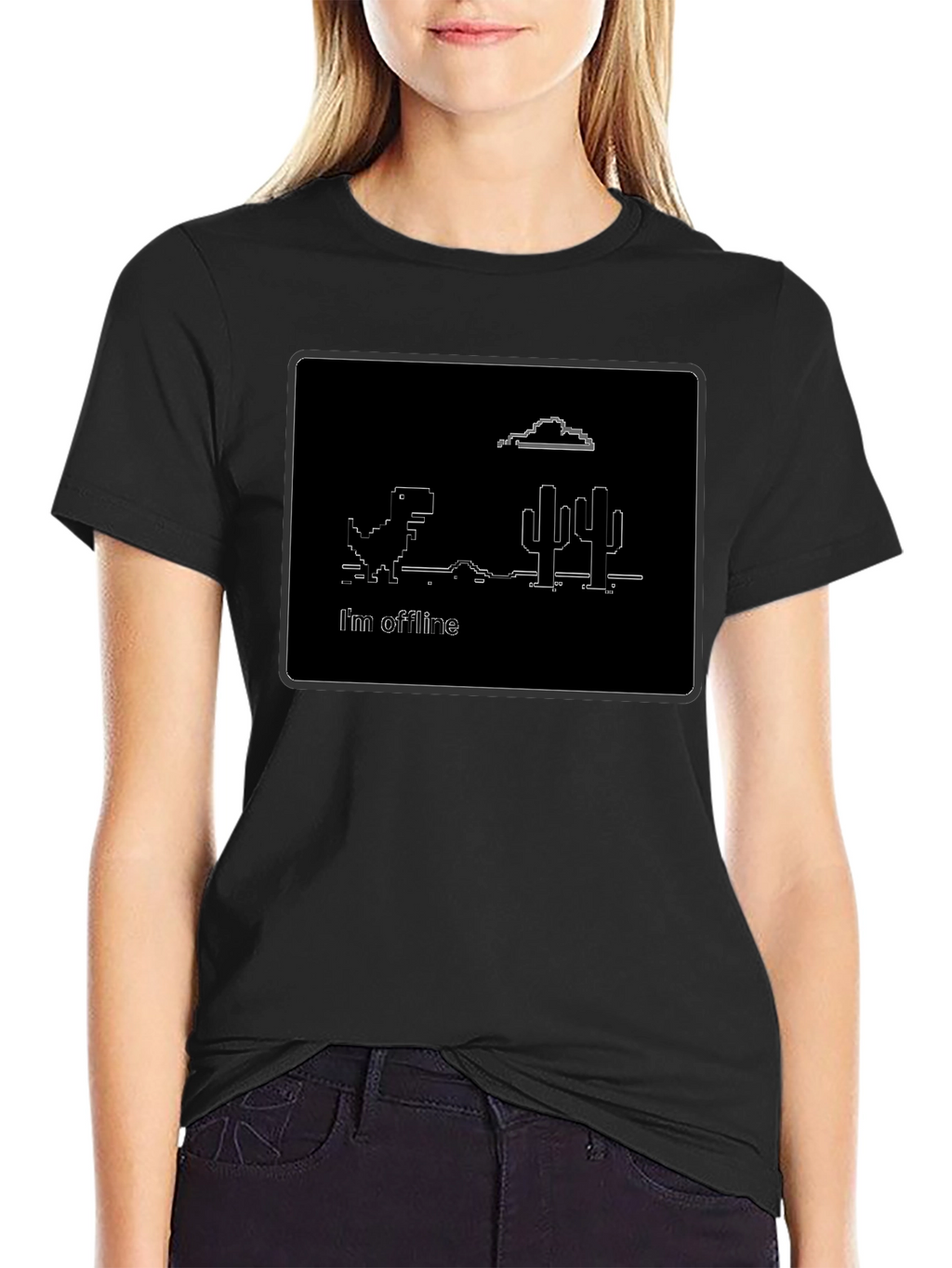 Offline Dinosaur T-Shirt - Black Cotton Tee