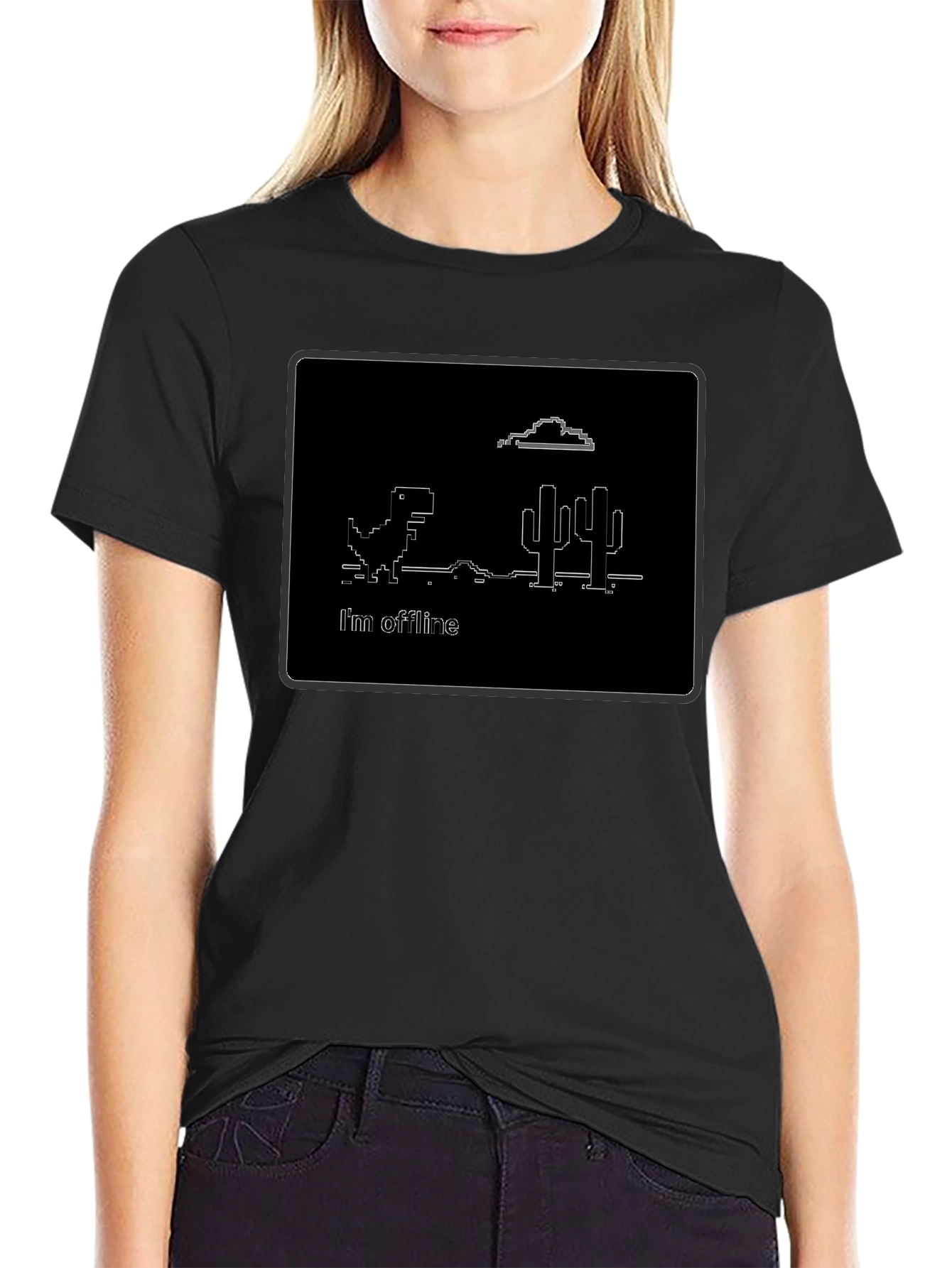Offline Dinosaur T-Shirt - Black Cotton Tee
