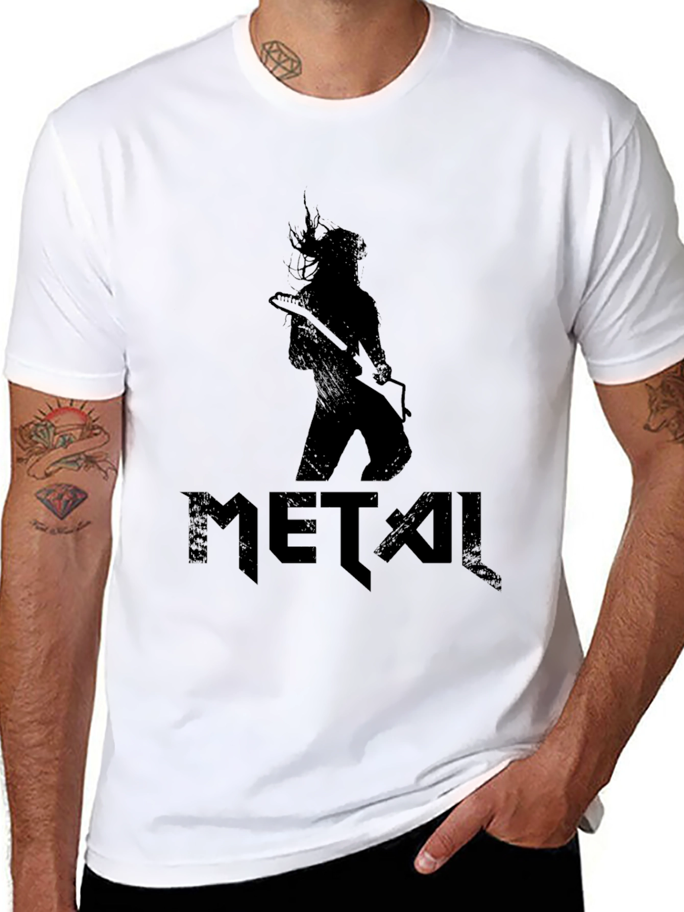 Metal Guitarist Graphic Black T-Shirt