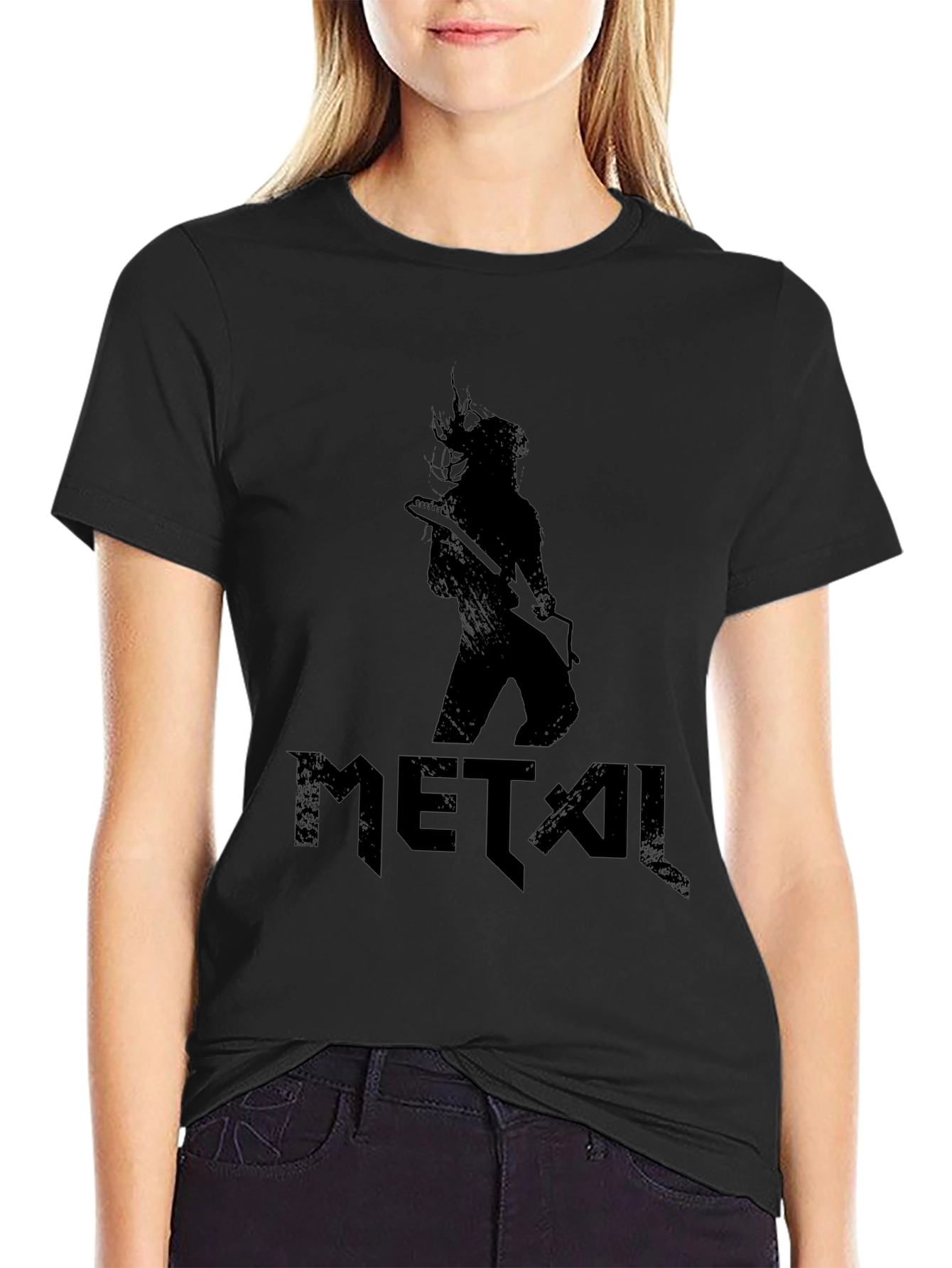 Metal Guitarist Graphic Black T-Shirt