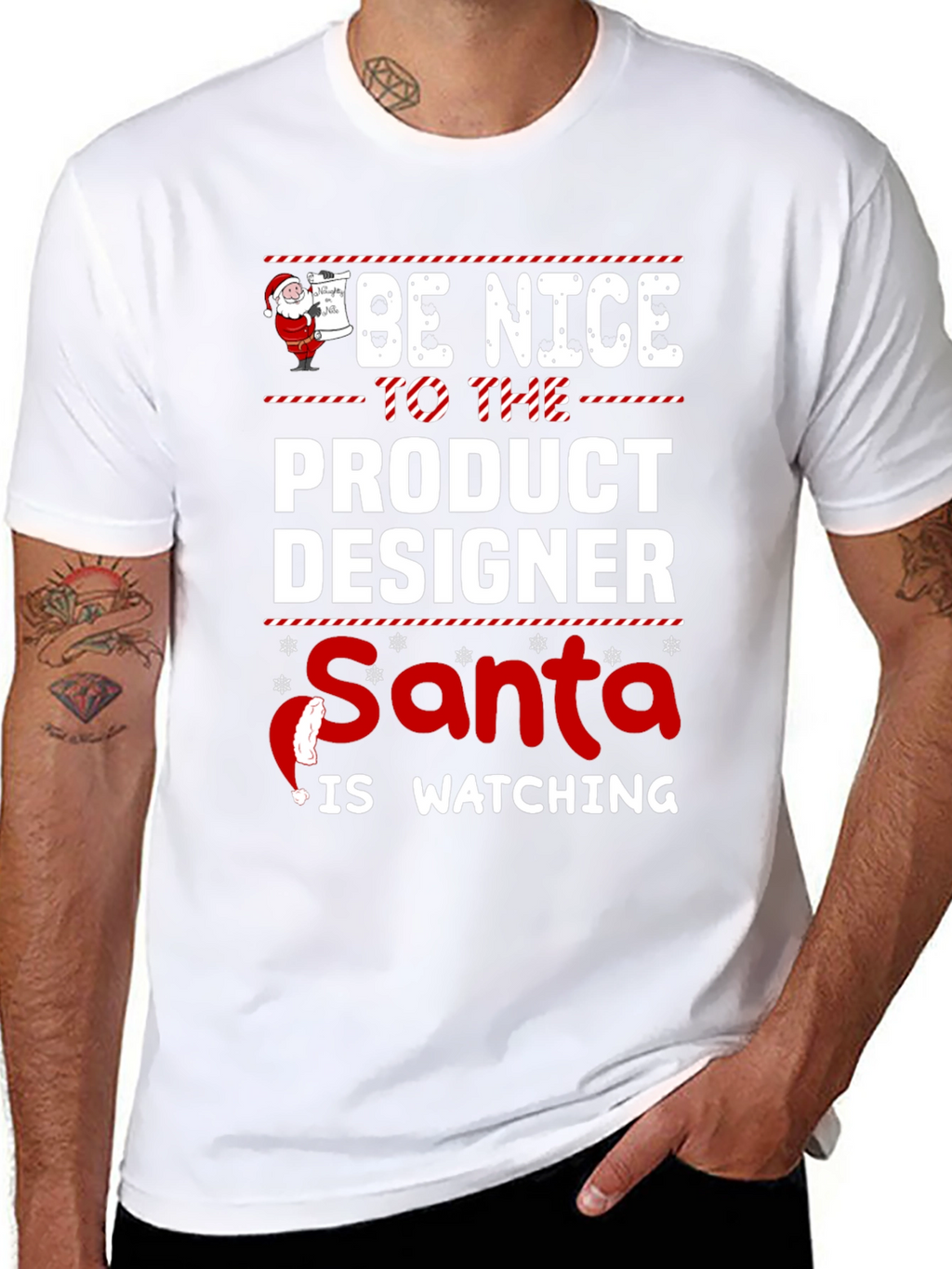 Be Nice To The Product Designer Santa Watching T-Shirt