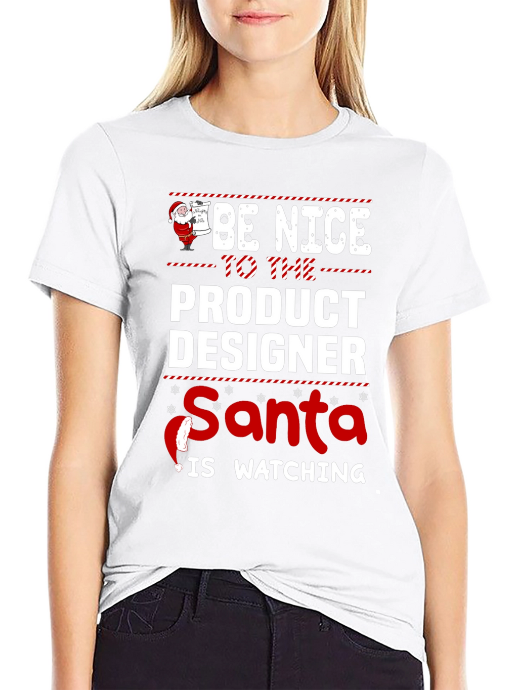 Be Nice To The Product Designer Santa Watching T-Shirt