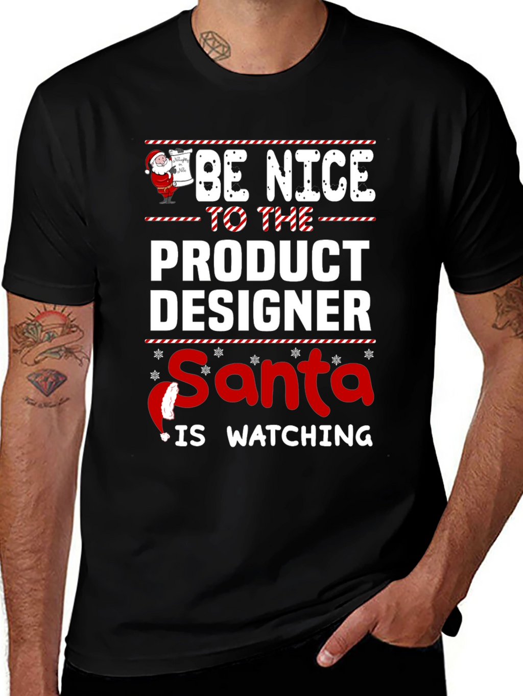 Be Nice To The Product Designer Santa Watching T-Shirt