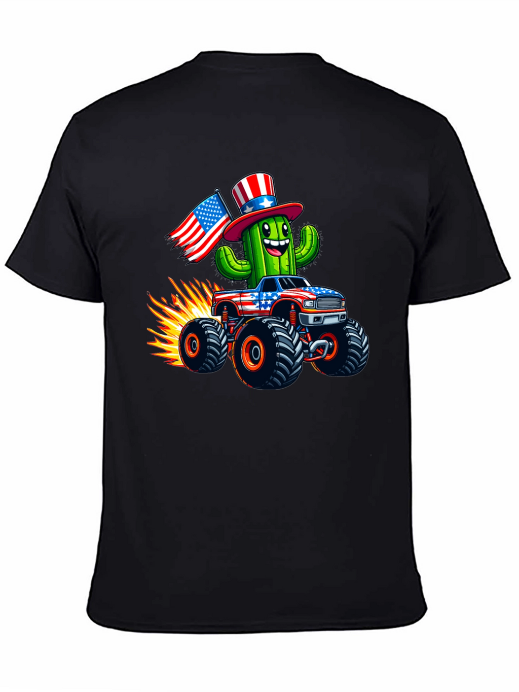 Patriotic Cactus Monster Truck Graphic Tee