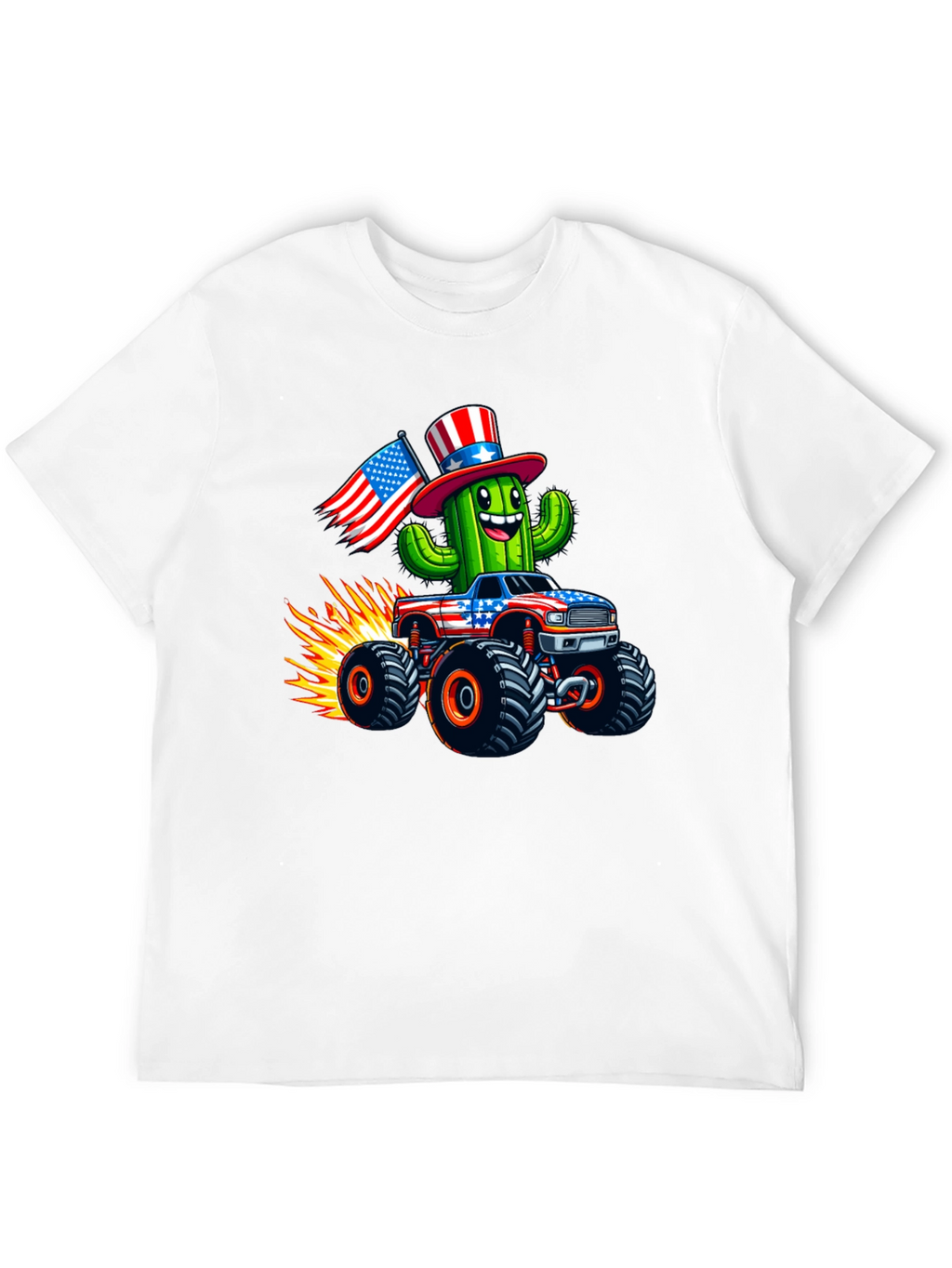 Patriotic Cactus Monster Truck Graphic Tee