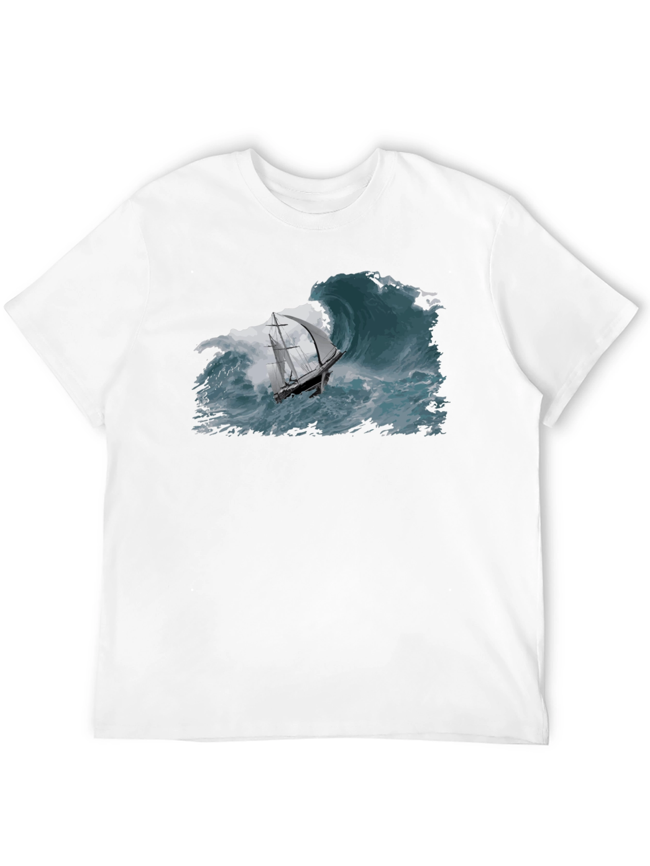 Nautical Wave T-Shirt - Black Cotton Tee