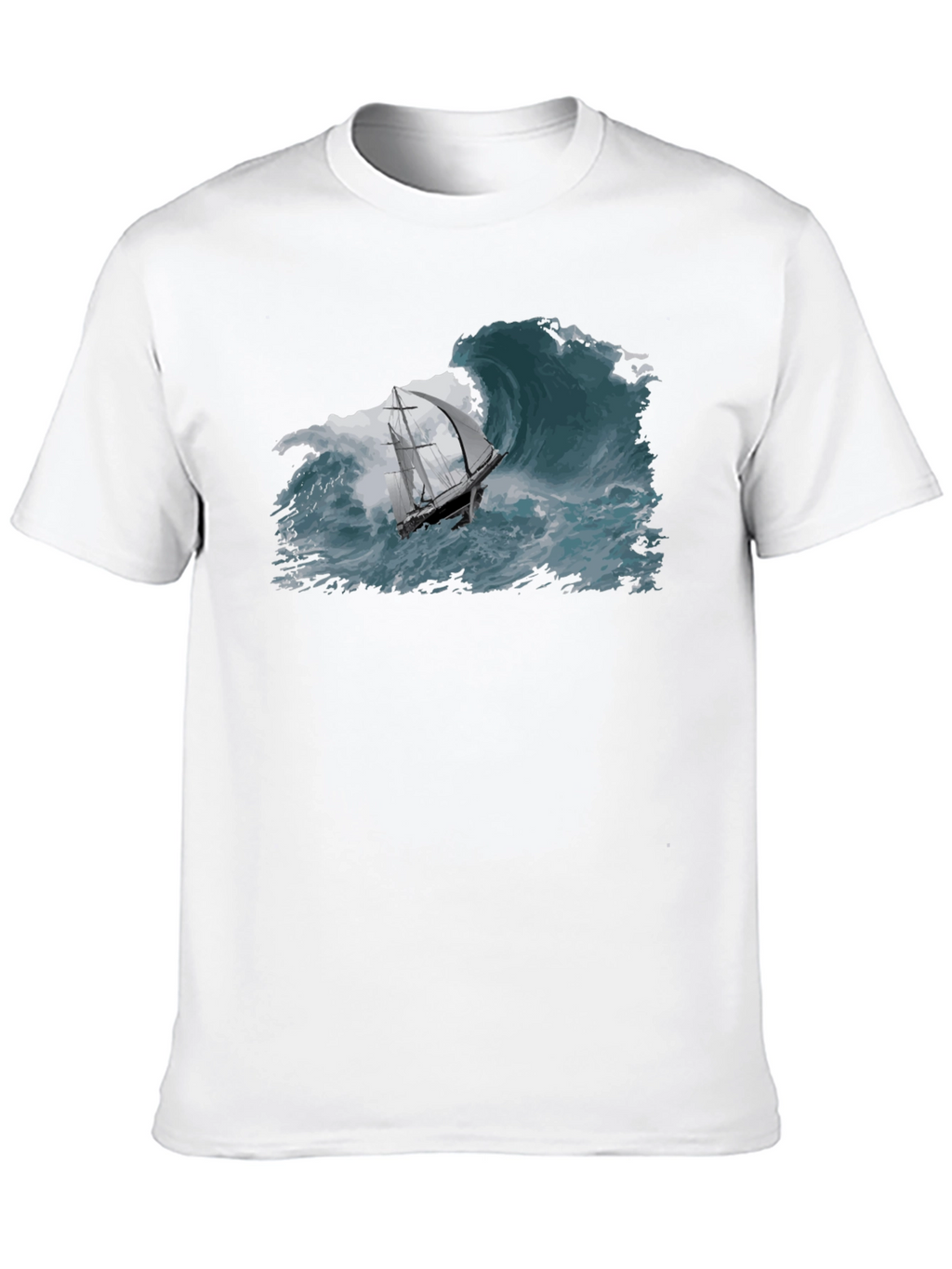 Nautical Wave T-Shirt - Black Cotton Tee