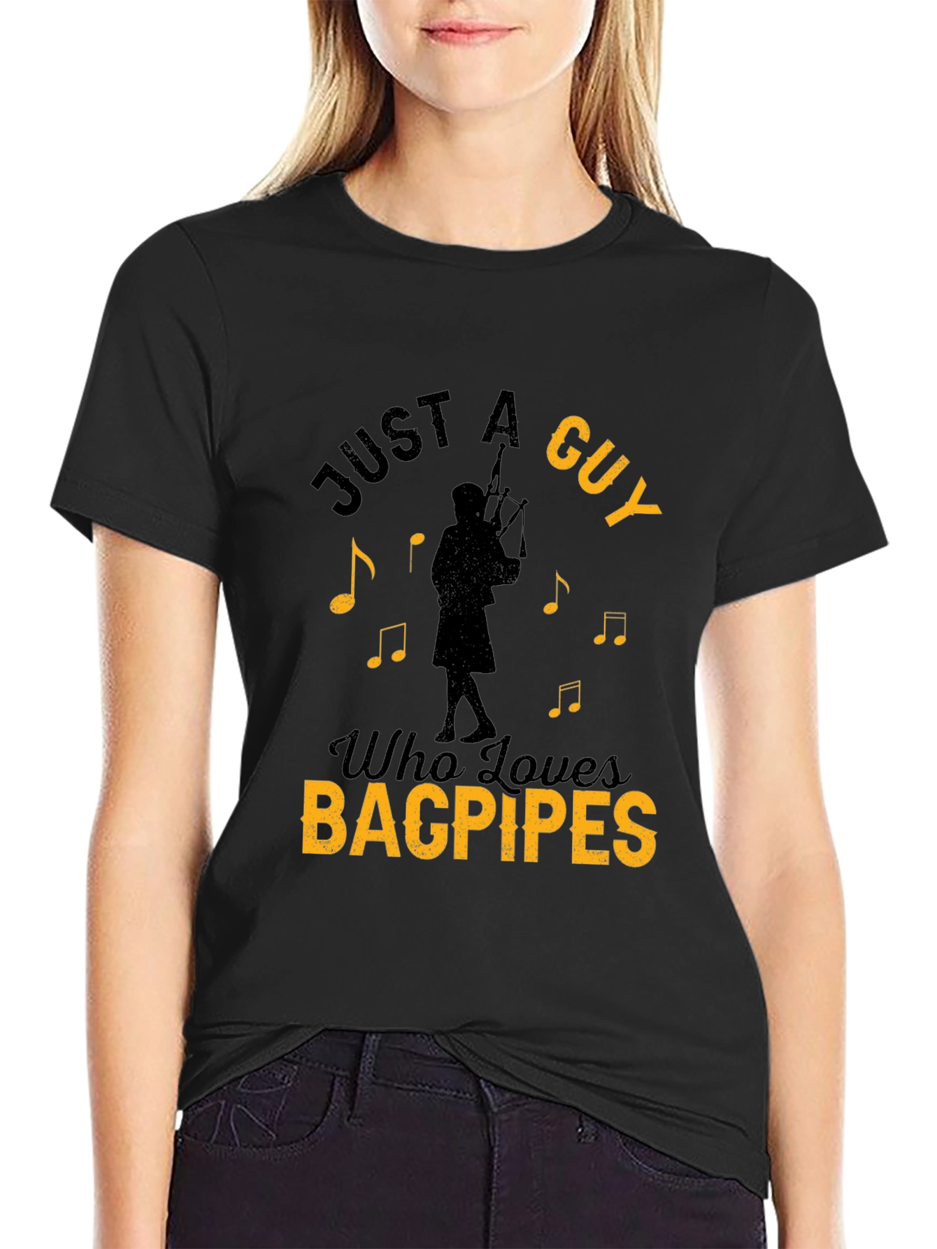 Just A Guy Who Loves Bagpipes Black T-Shirt