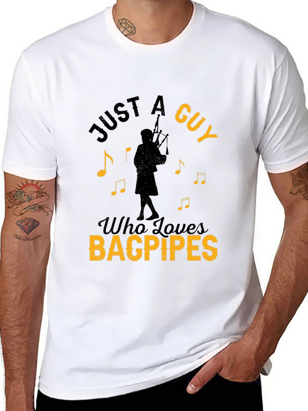 Just A Guy Who Loves Bagpipes Black T-Shirt