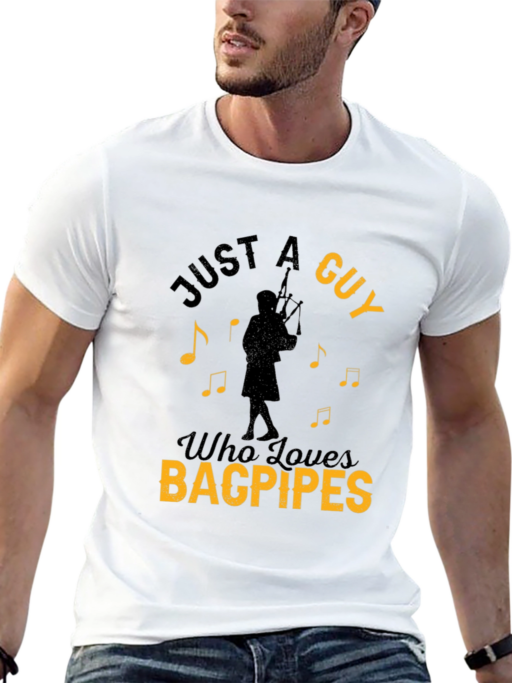 Just A Guy Who Loves Bagpipes Black T-Shirt
