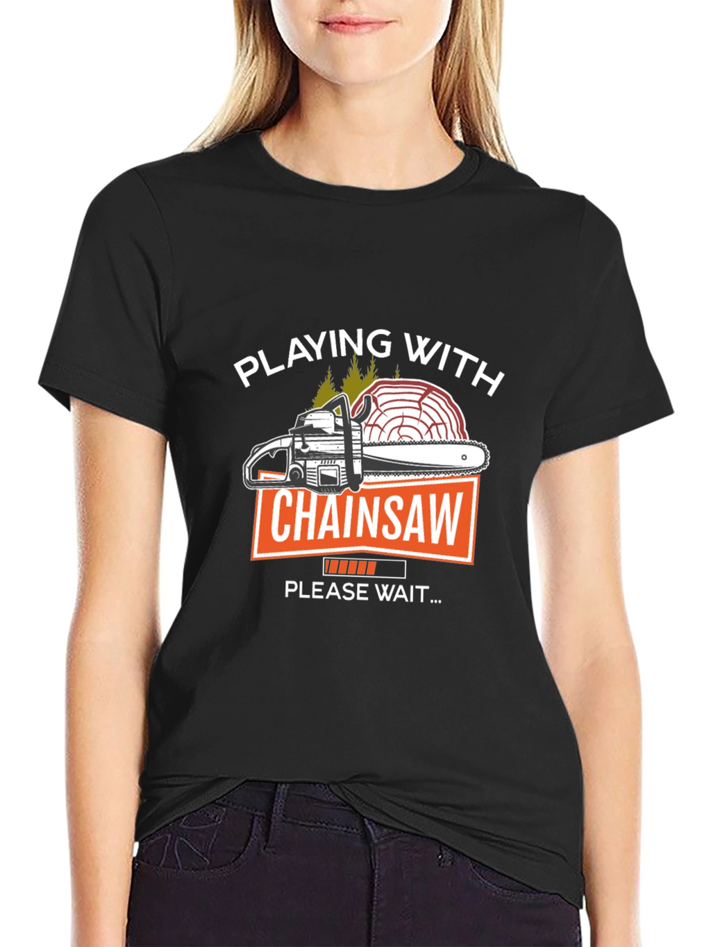 Playing with Chainsaw Graphic T-Shirt