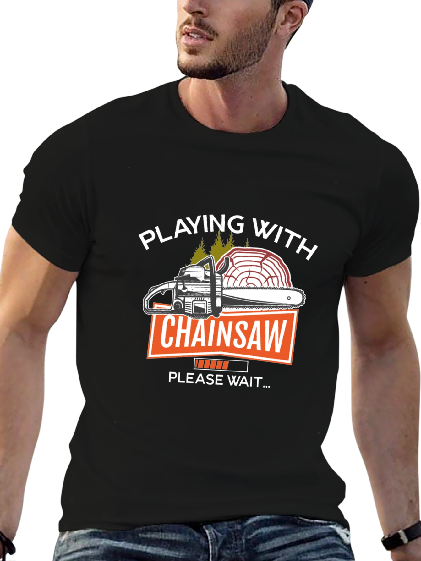 Playing with Chainsaw Graphic T-Shirt