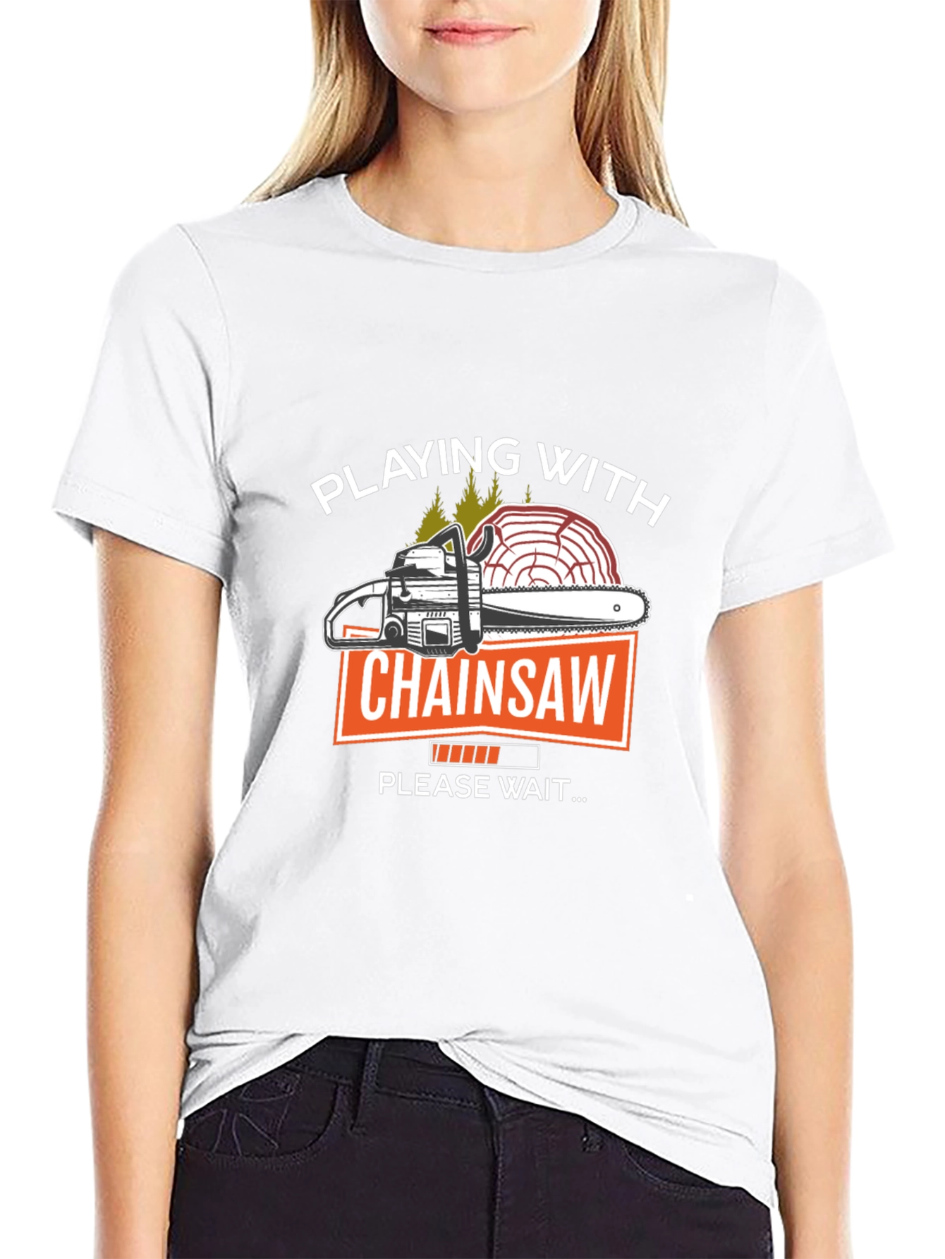 Playing with Chainsaw Graphic T-Shirt