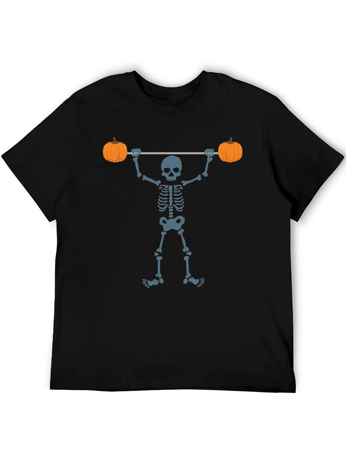 Halloween Skeleton Lifting Pumpkins T-Shirt