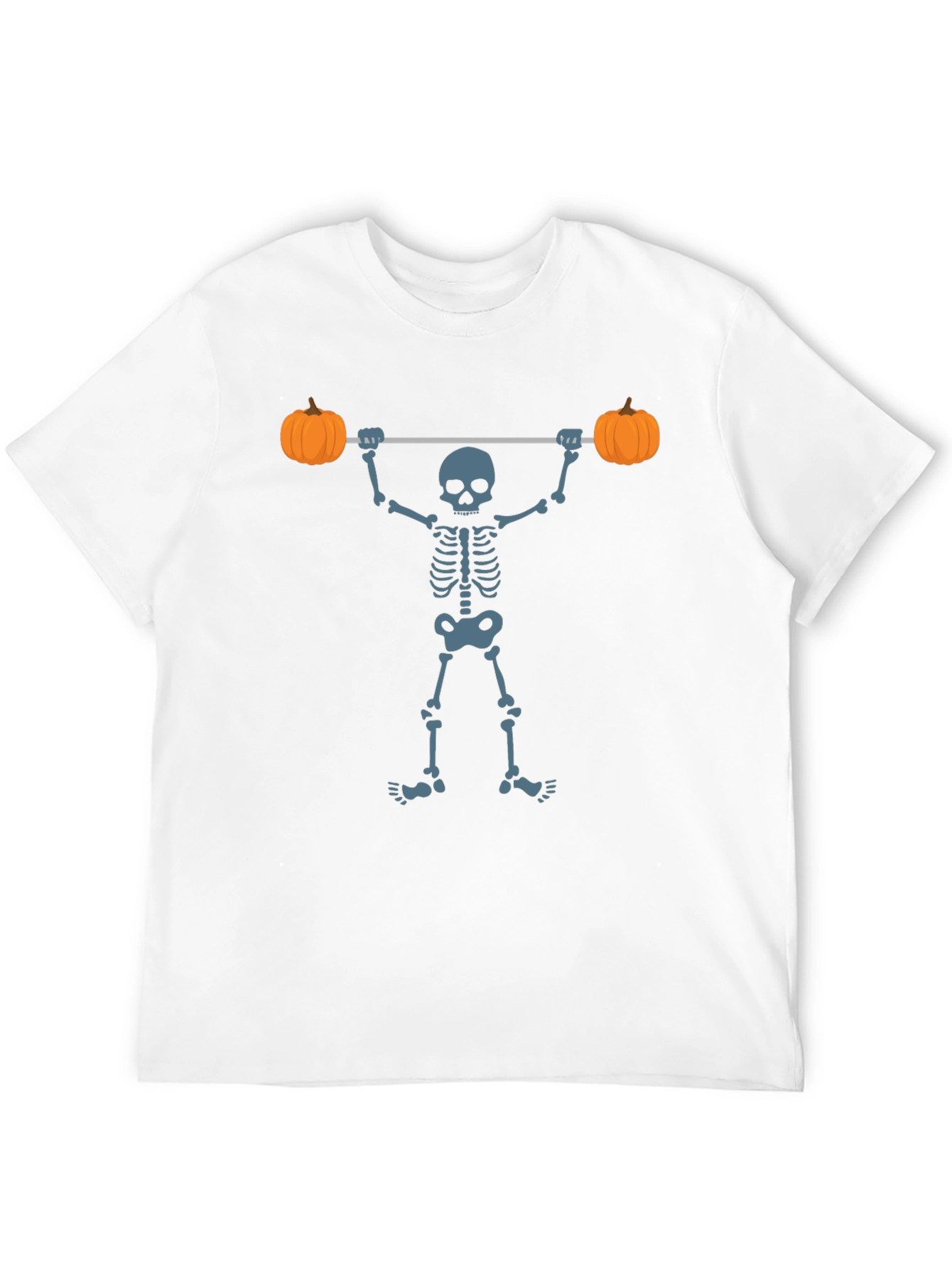 Halloween Skeleton Lifting Pumpkins T-Shirt