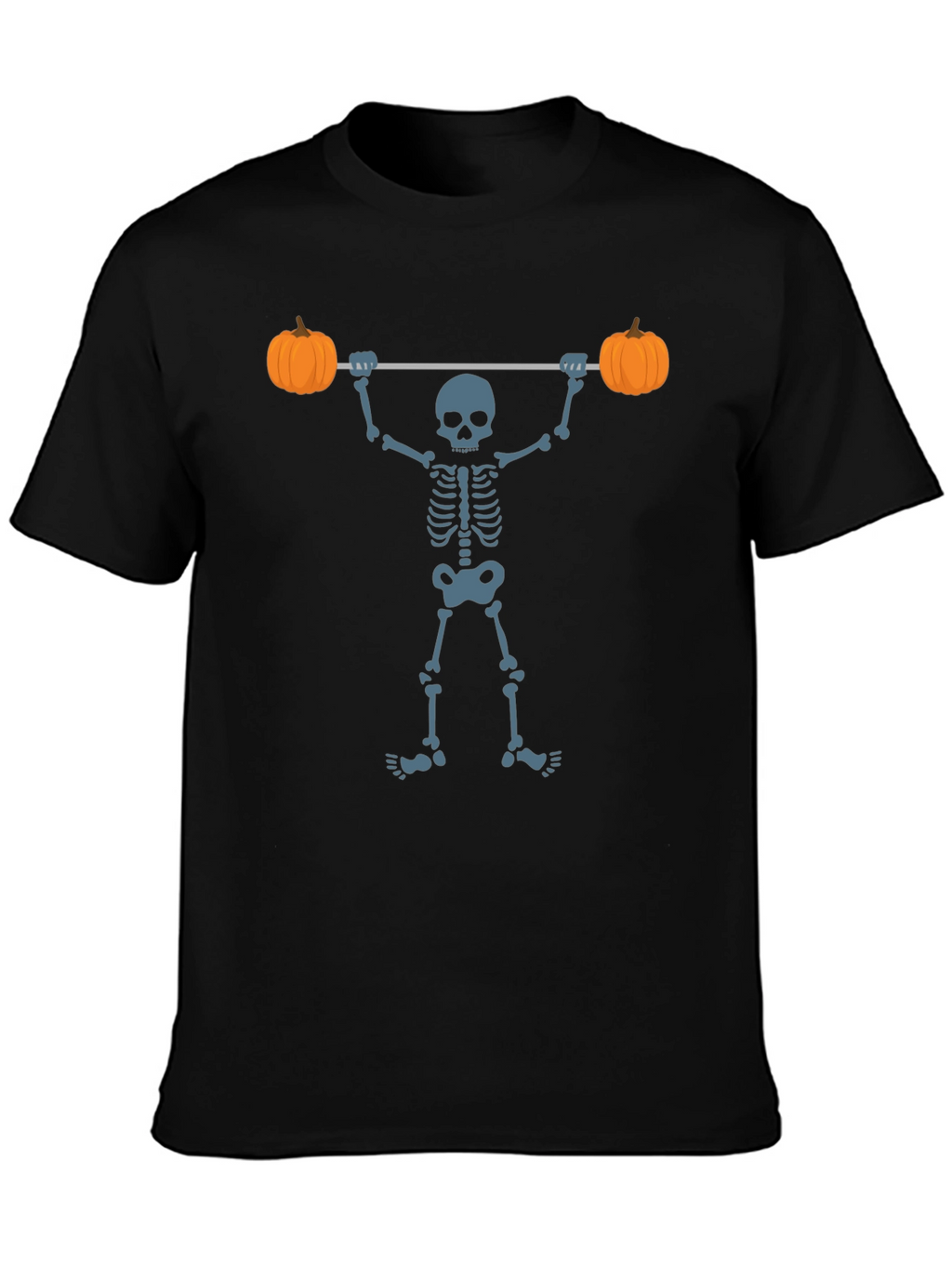 Halloween Skeleton Lifting Pumpkins T-Shirt