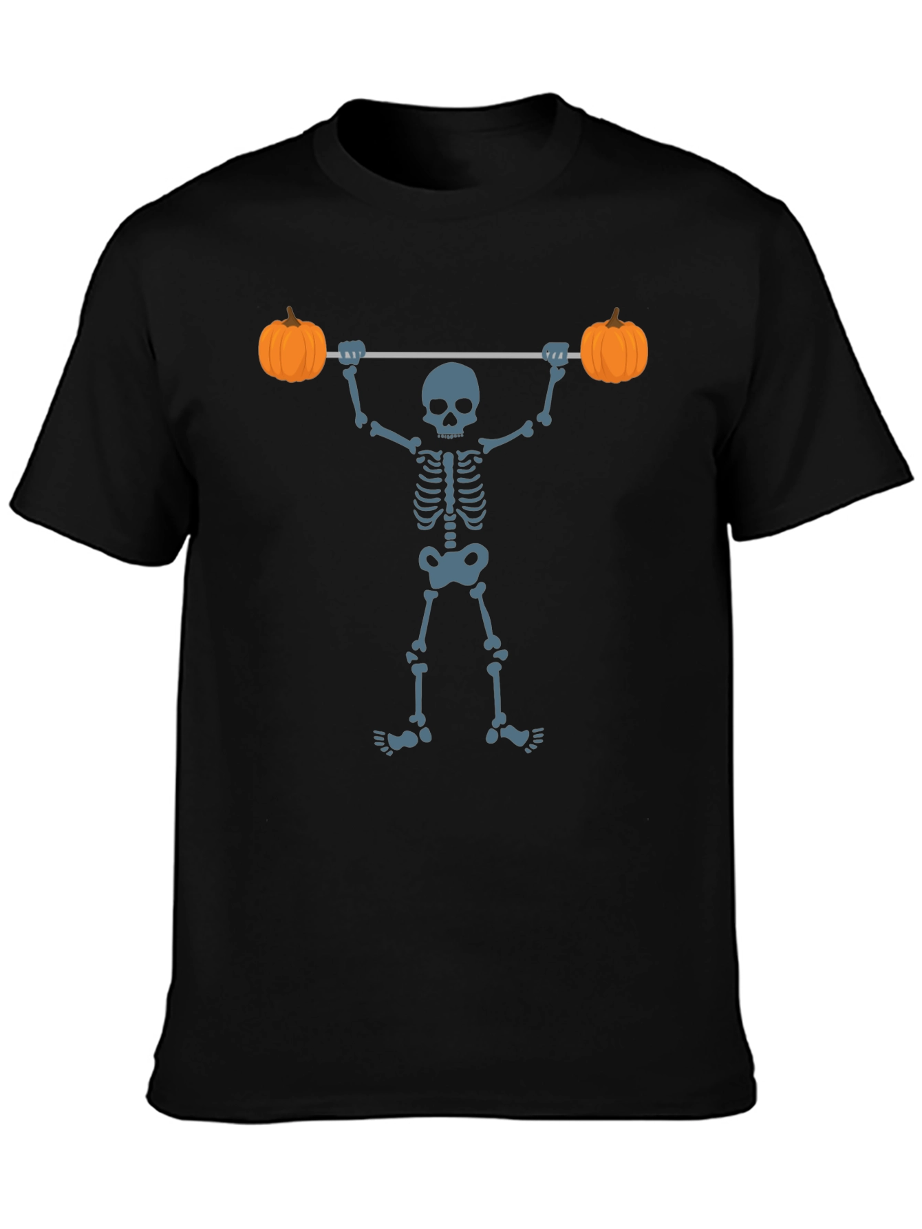 Halloween Skeleton Lifting Pumpkins T-Shirt