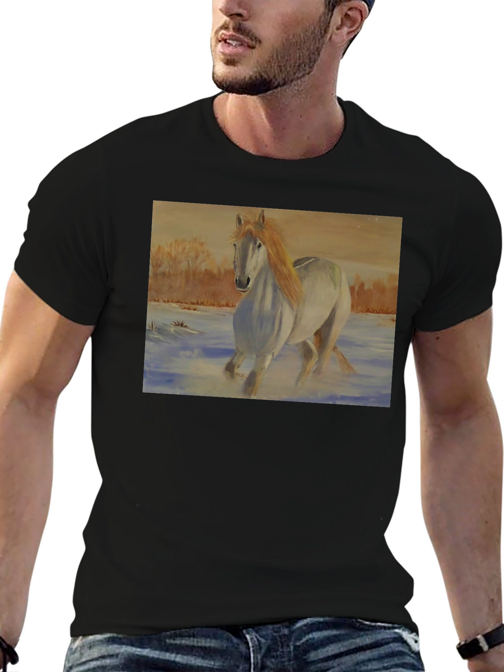 Horse Art Black T-Shirt